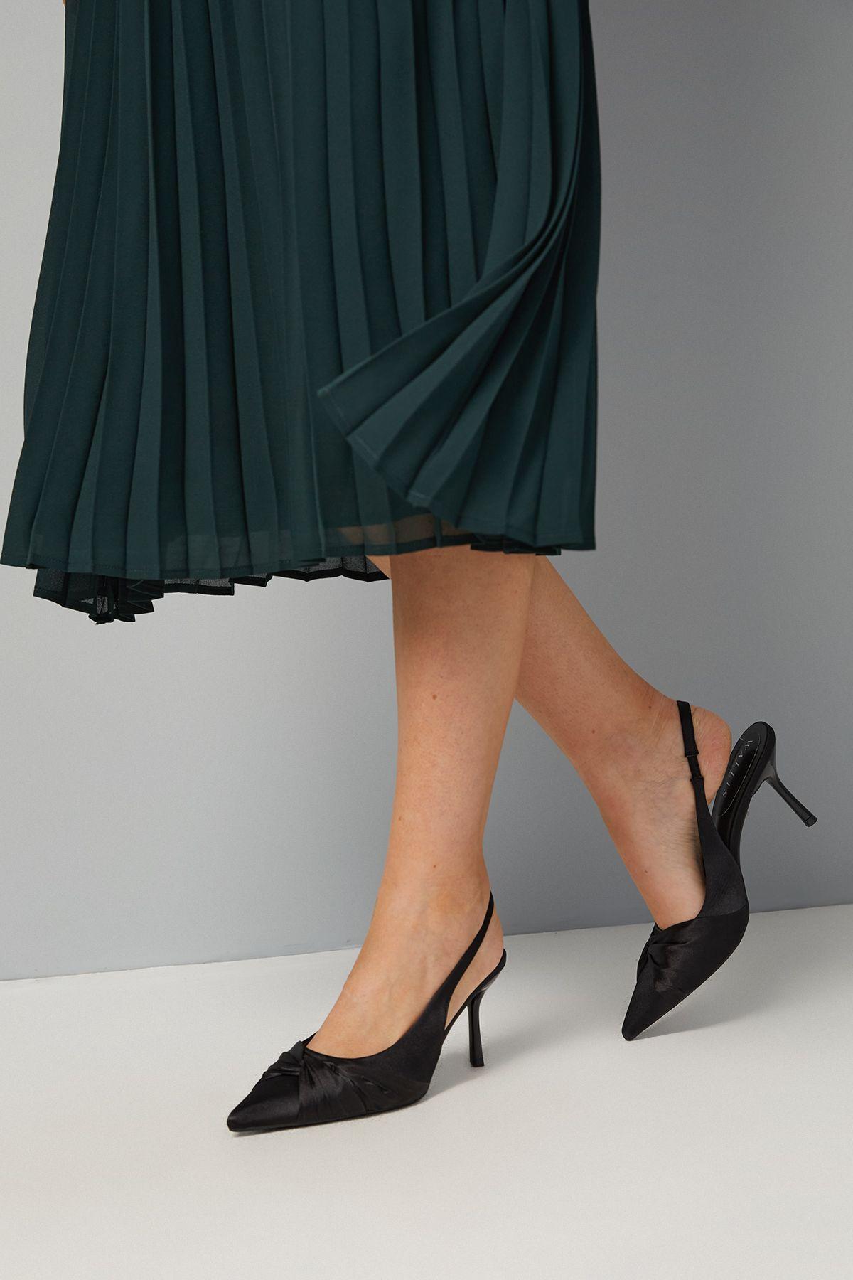 Fern Satin Twist Slingback High Stiletto Heel Court Shoes by WALLIS