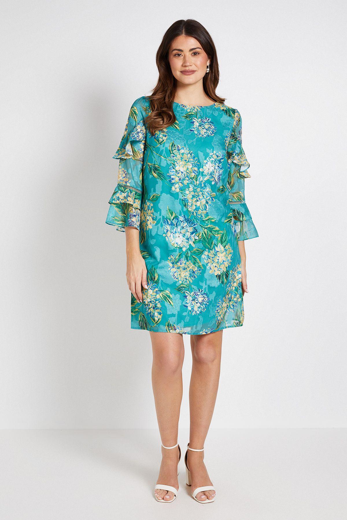Floral Burn Out Ruffle Shift Dress by WALLIS