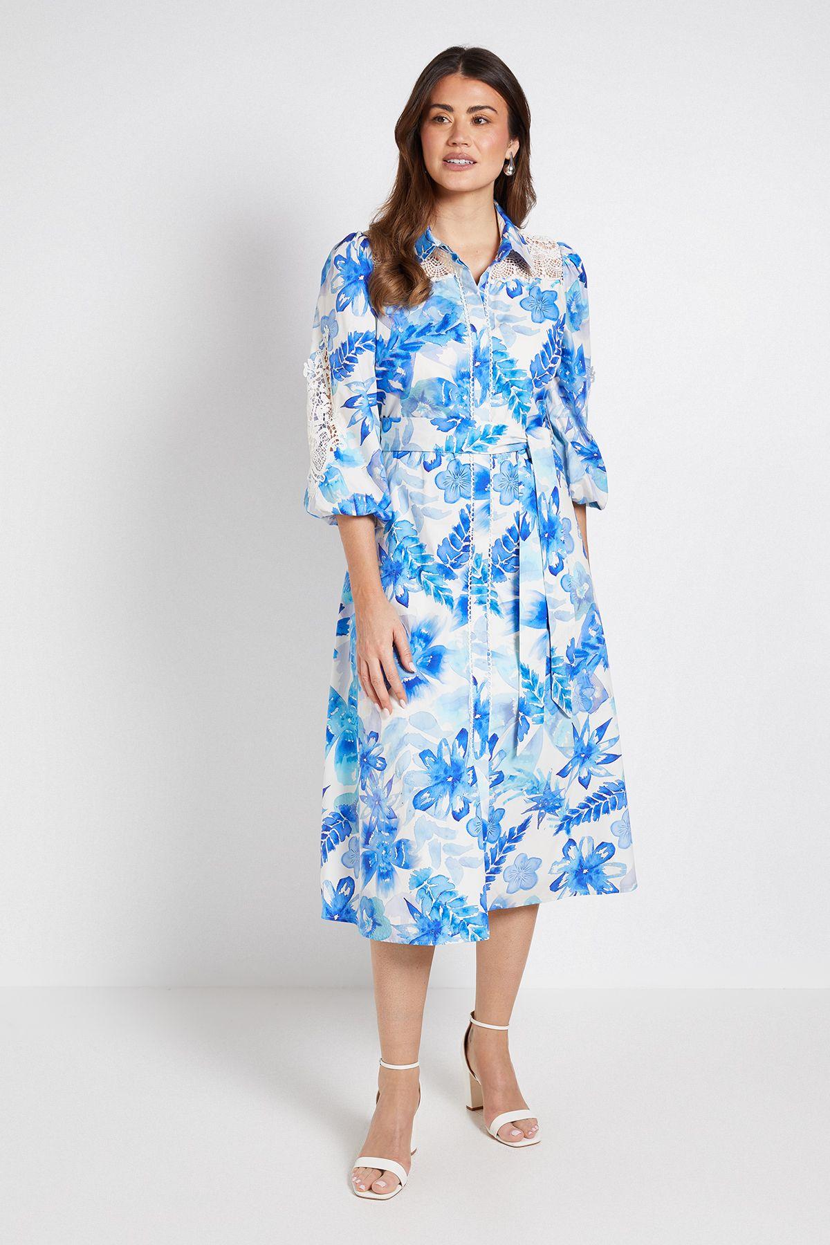 Floral Cotton Cutwork Detail Shirt Dress by WALLIS
