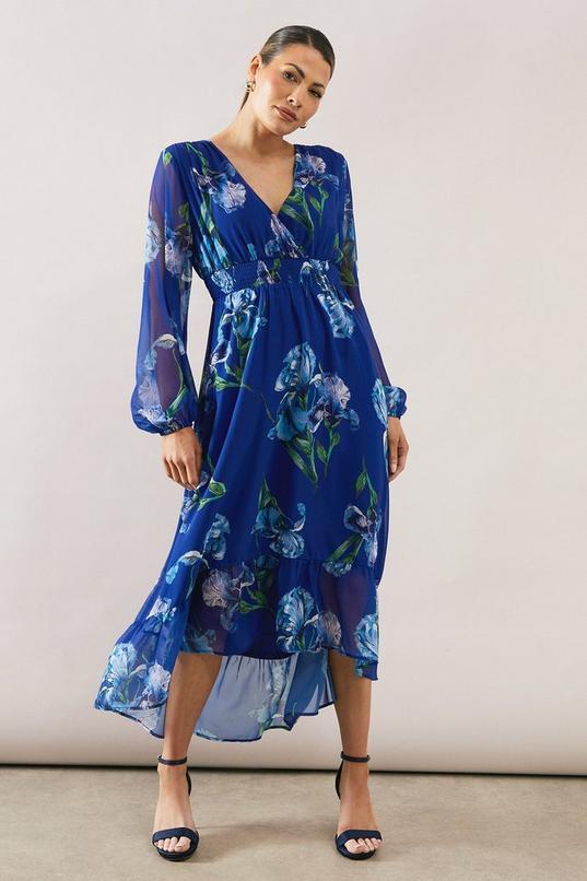 Floral Elasticated Waist Chiffon Midi Dress by WALLIS