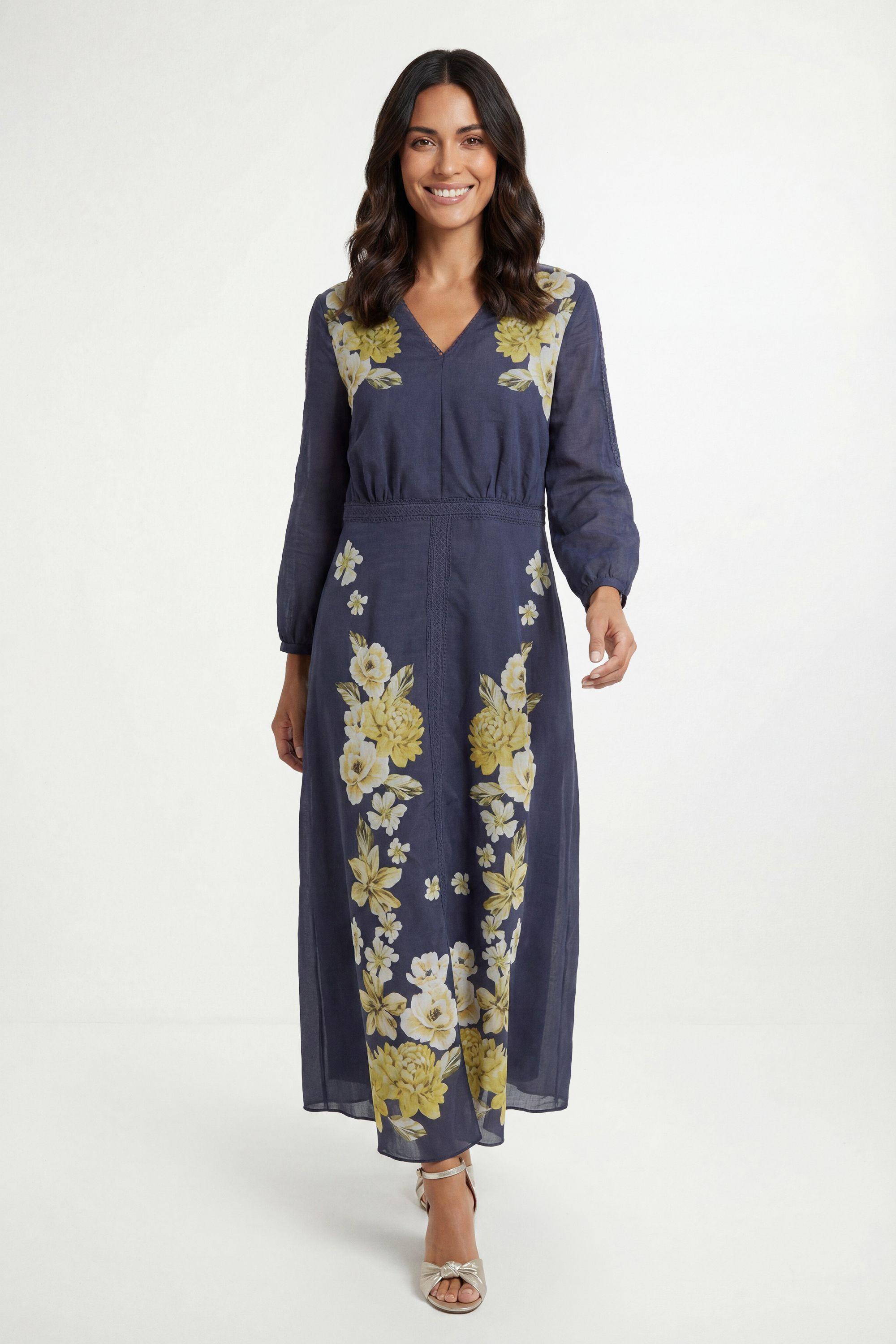 Floral Lace Trim Midi Dress by WALLIS