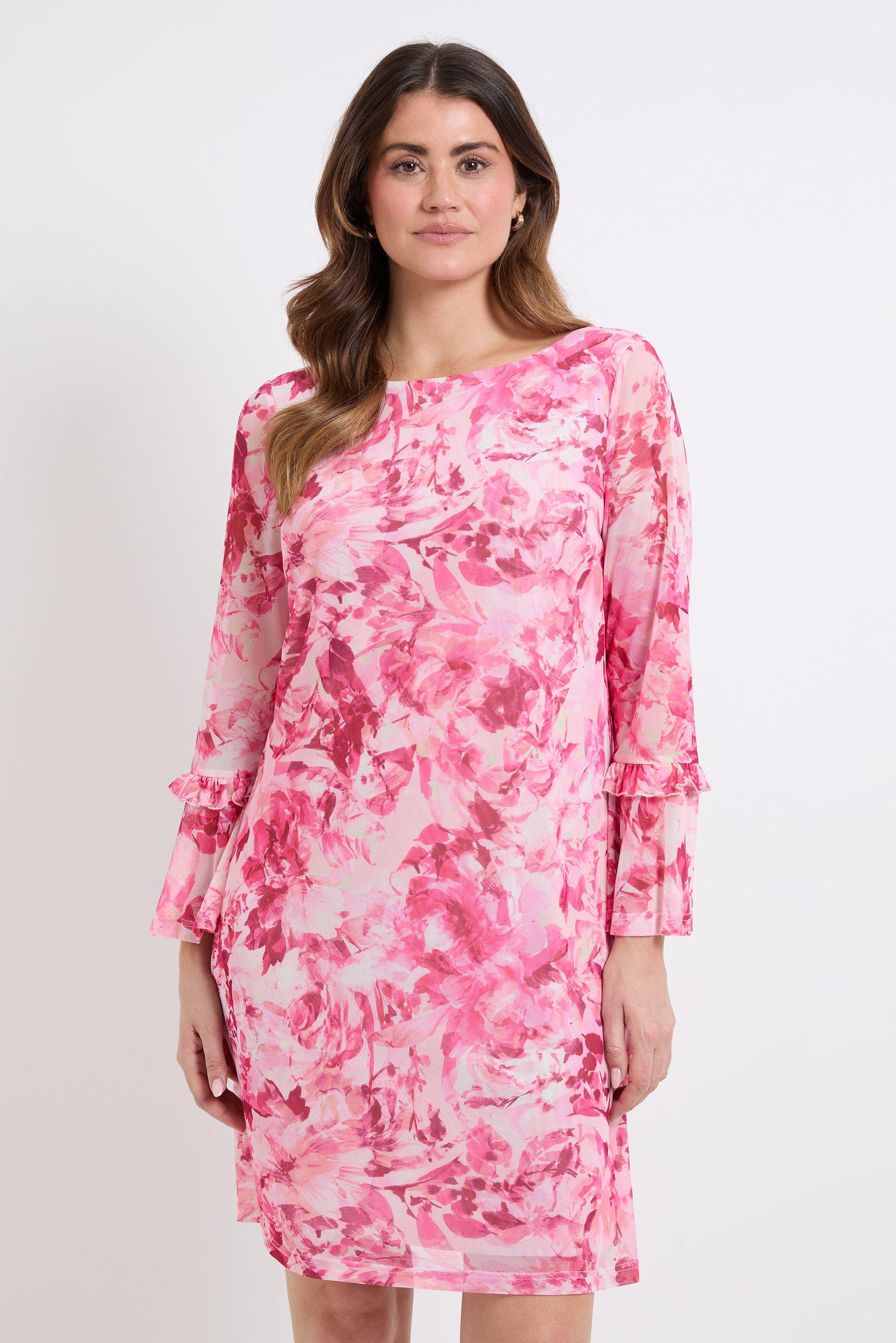 Floral Mesh Ruffle Sleeve Shift Dress by WALLIS