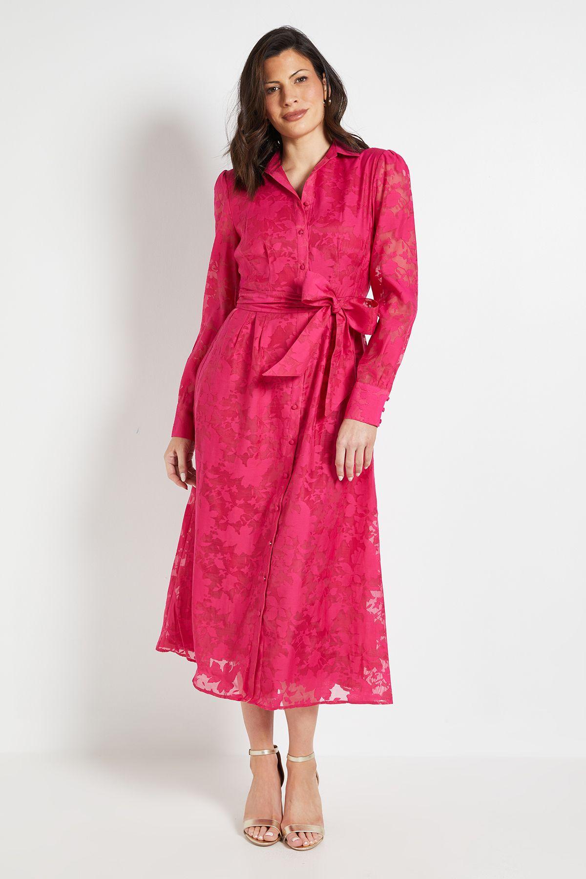 Floral Organza Belted Midi dress by WALLIS