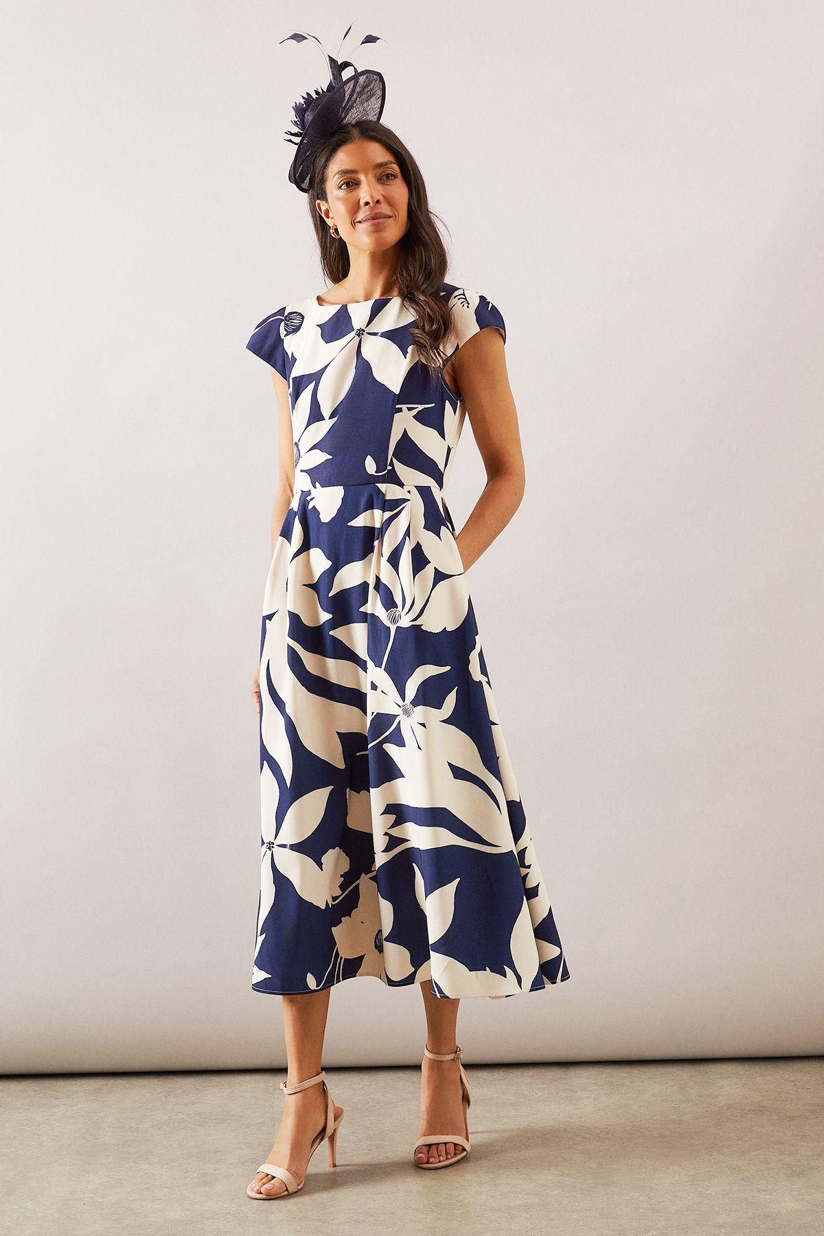 Floral Ottoman Fit & Flare Midi Dress by WALLIS