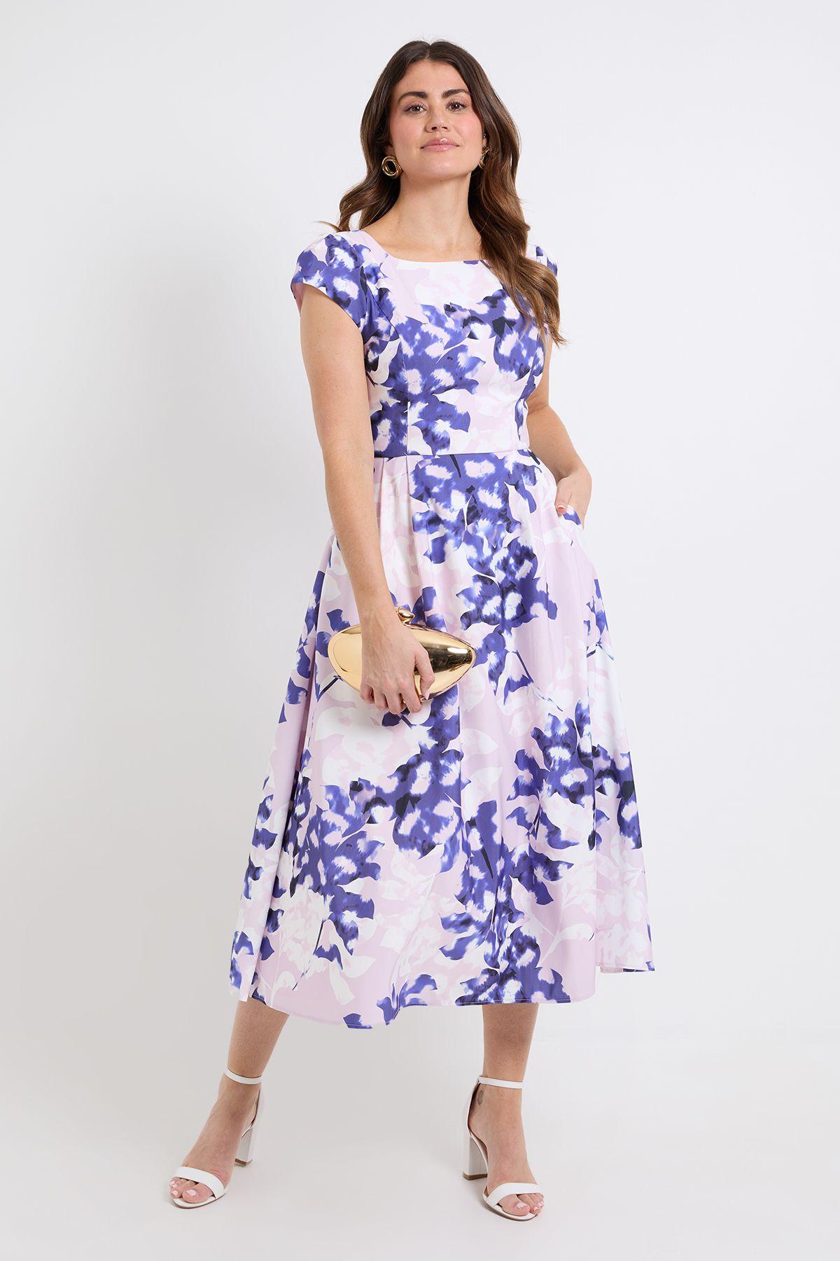 Floral Ottoman Fit & Flare Midi Dress by WALLIS