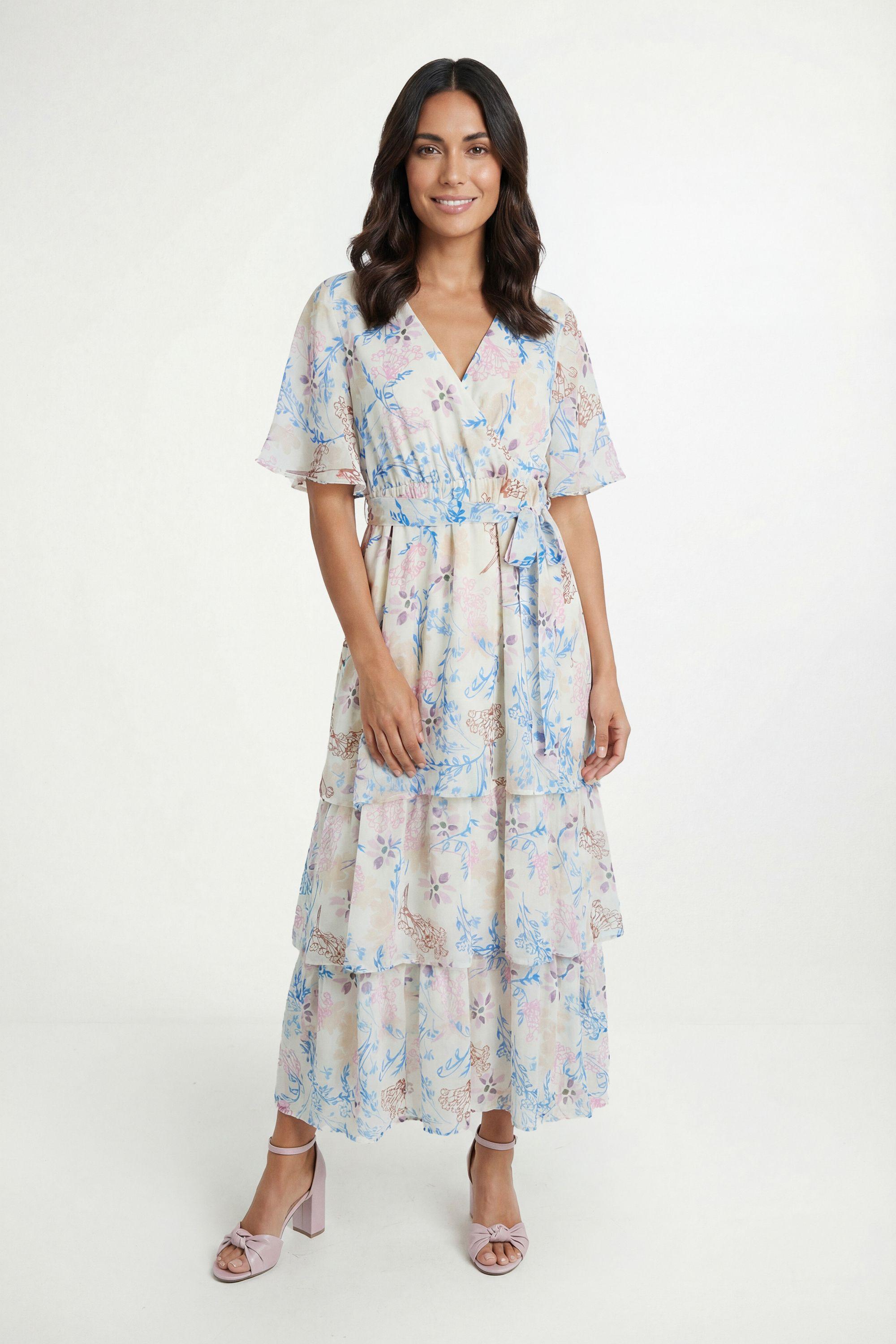 Floral Print Ruffle MAXI Dress by WALLIS