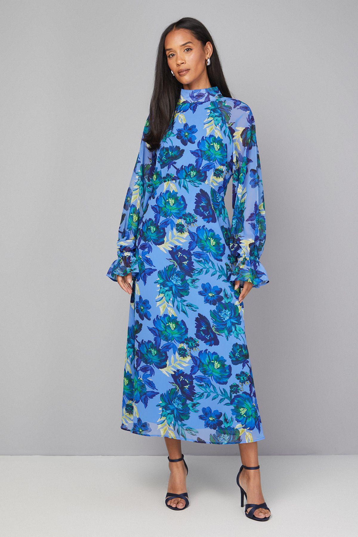 Floral Tie Neck Smock Dress by WALLIS