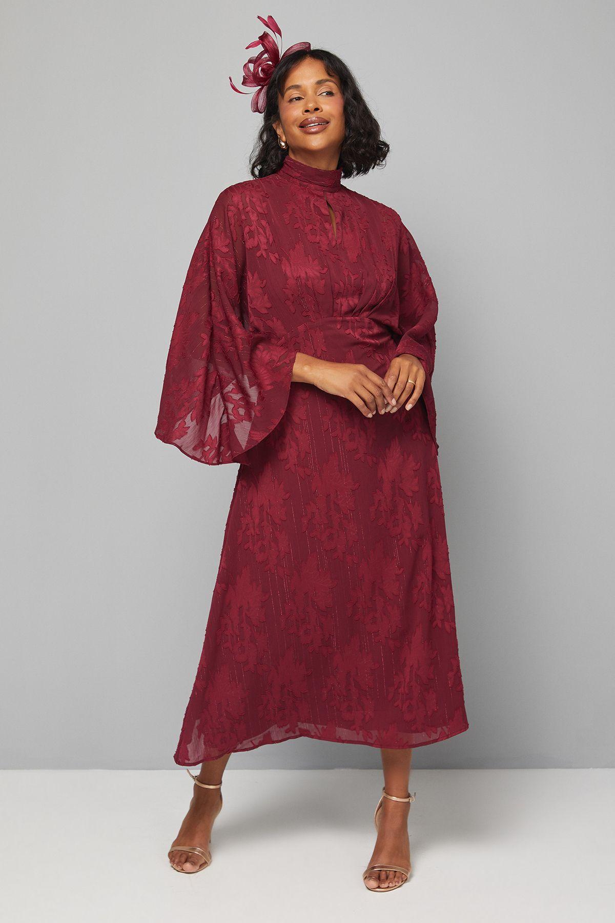 Jacquard Cape Sleeve Midaxi Dress by WALLIS