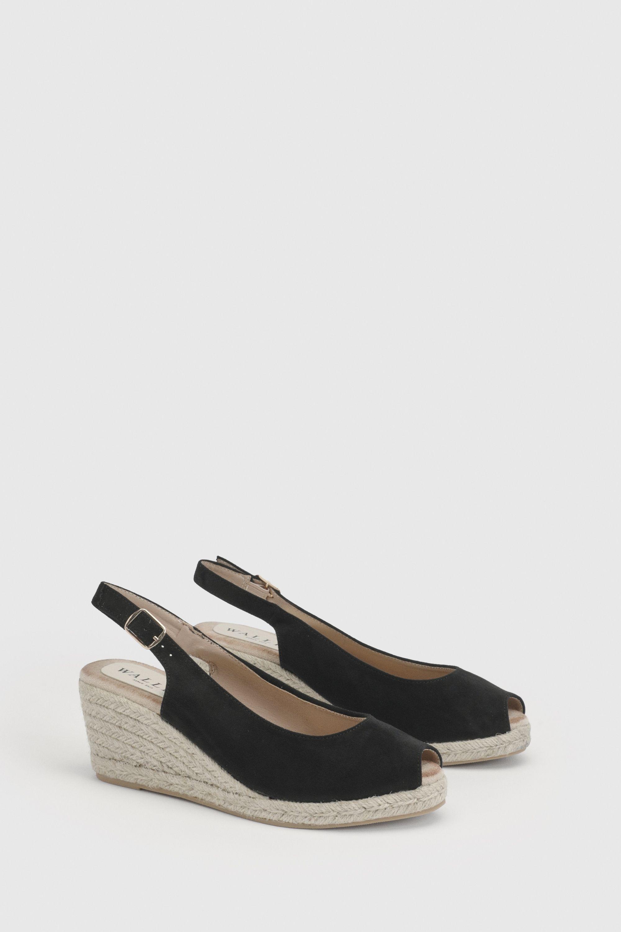Josie Faux Suede Peeptoe Slingback Medium Espadrille Wedge Sandals by WALLIS