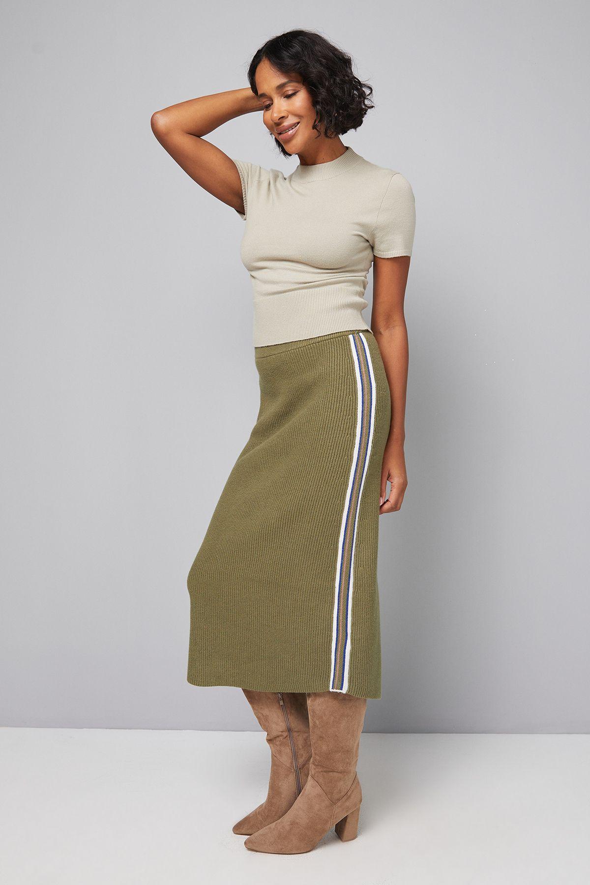 Knitted Side Stripe Skirt by WALLIS