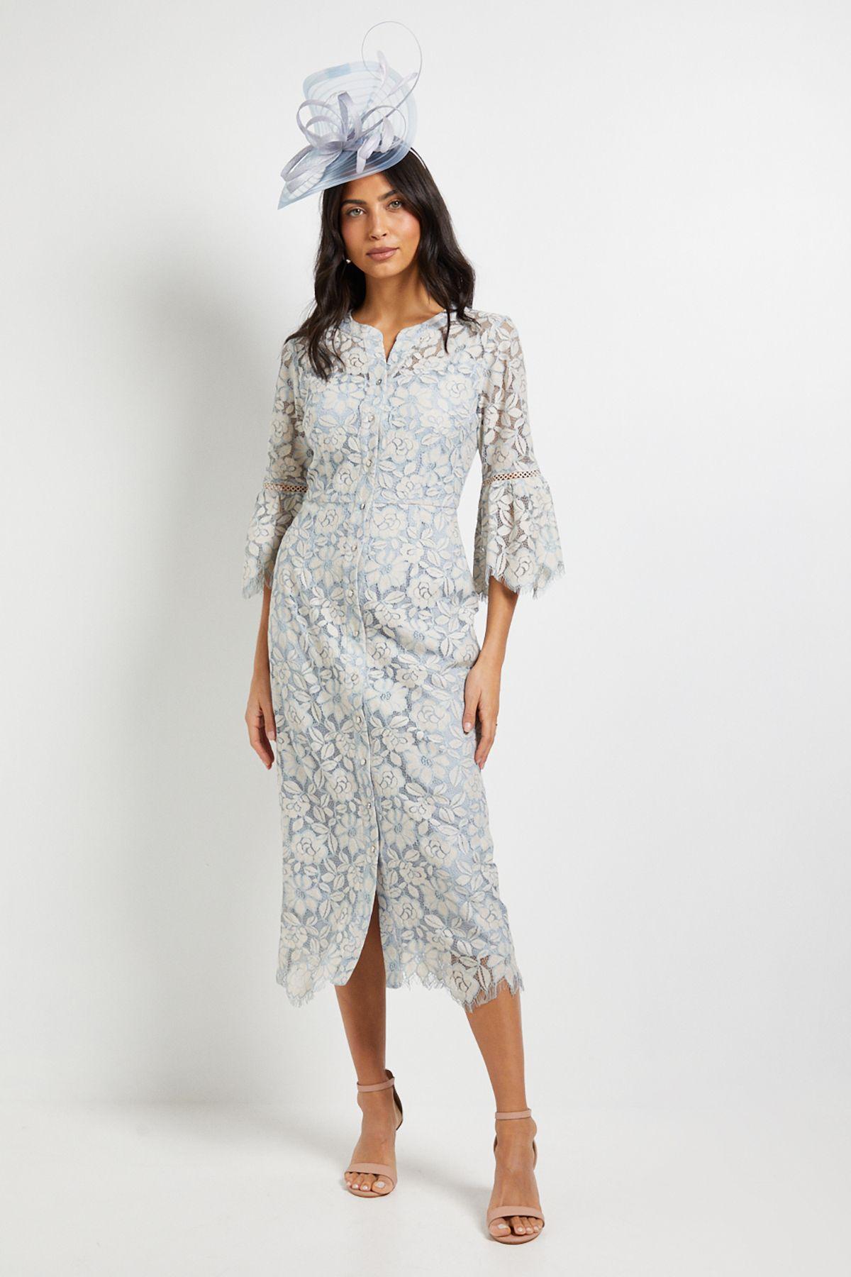 Lace Button Flute Sleeve Midi Dress by WALLIS