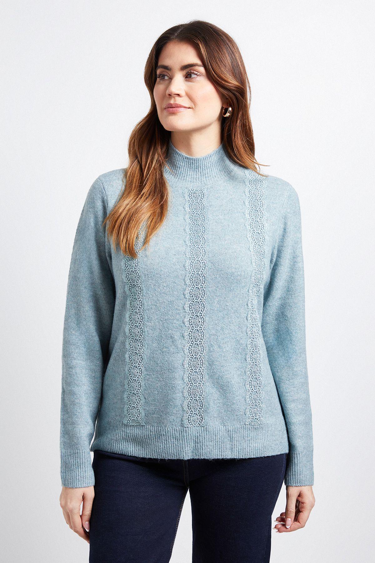 Lace Detail Crew Neck Jumper by WALLIS