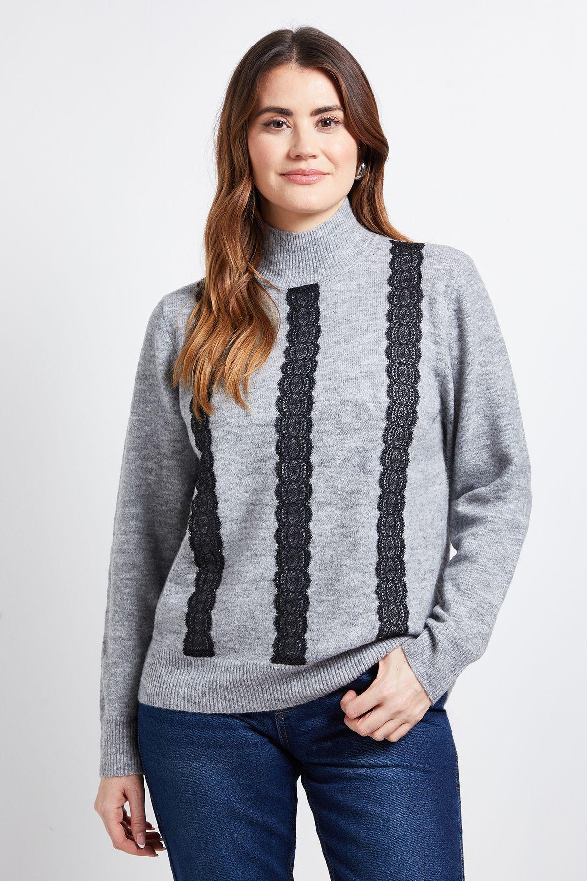 Lace Detail Crew Neck Jumper by WALLIS