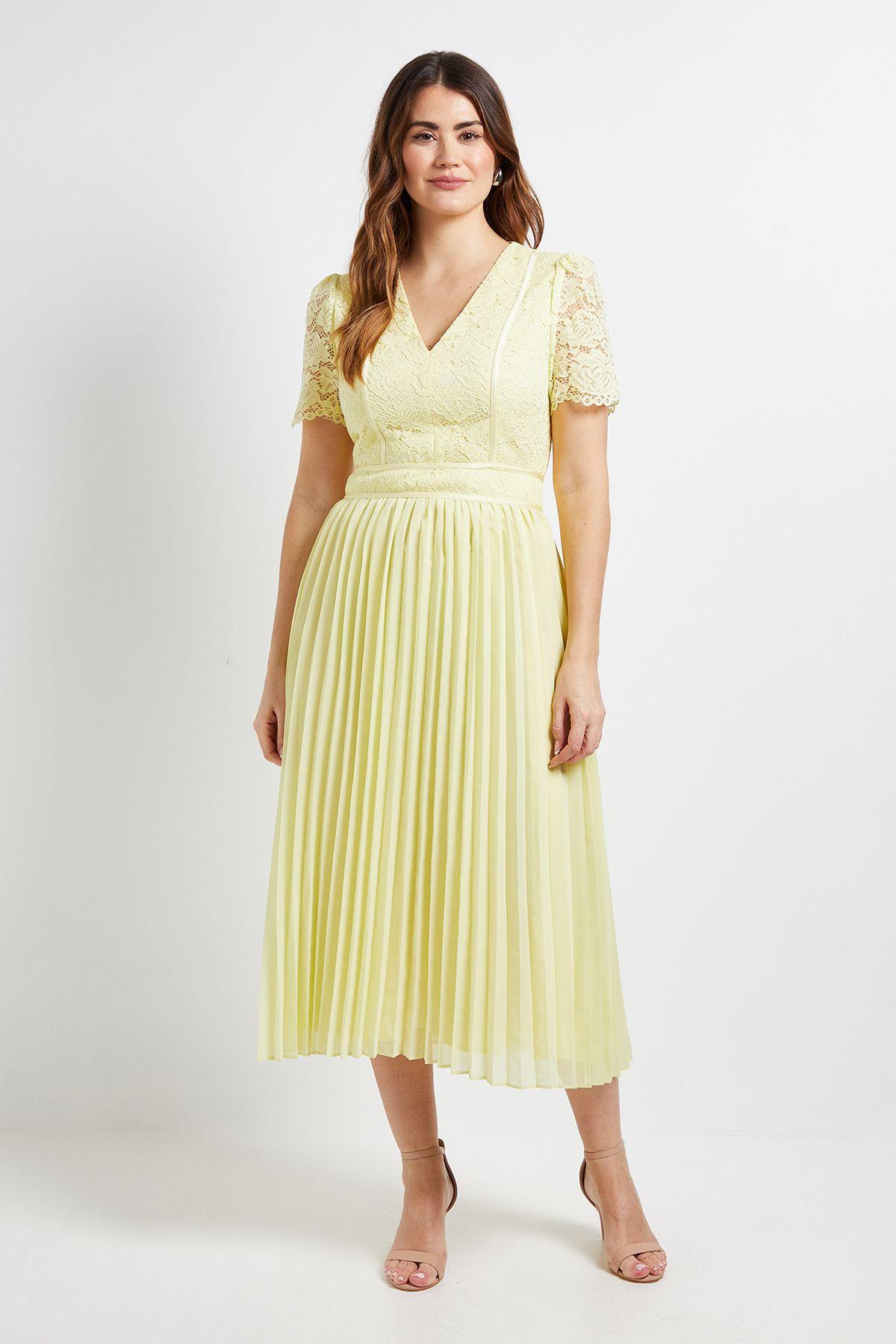 Lace Pleated Midi Dress by WALLIS