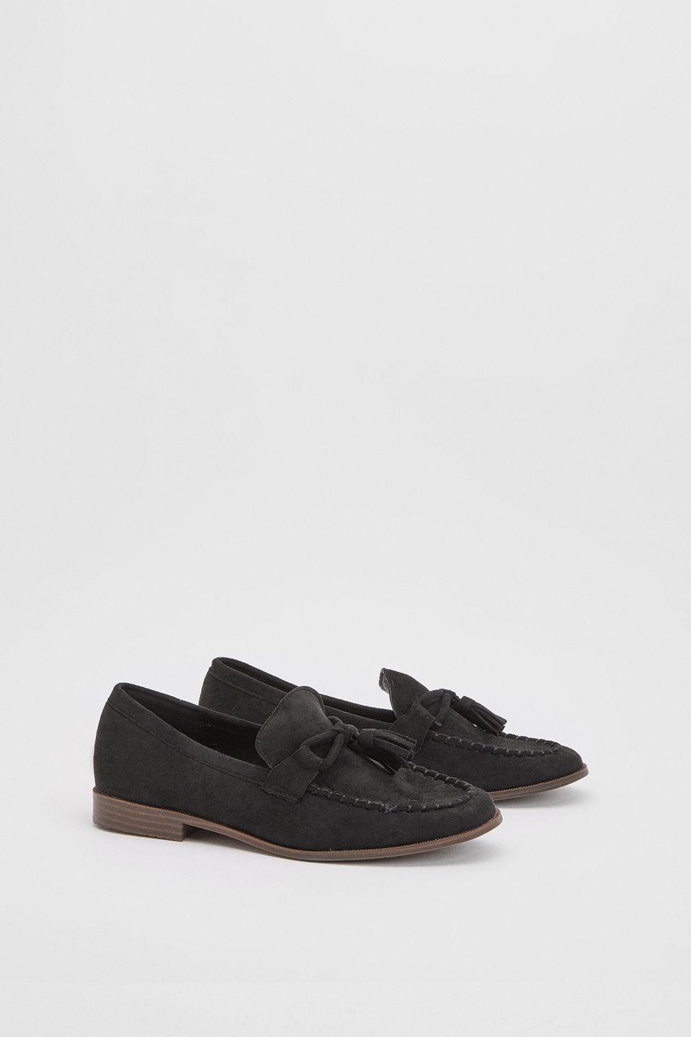 Laptice Faux Suede Bow Detail Trim Loafers by WALLIS