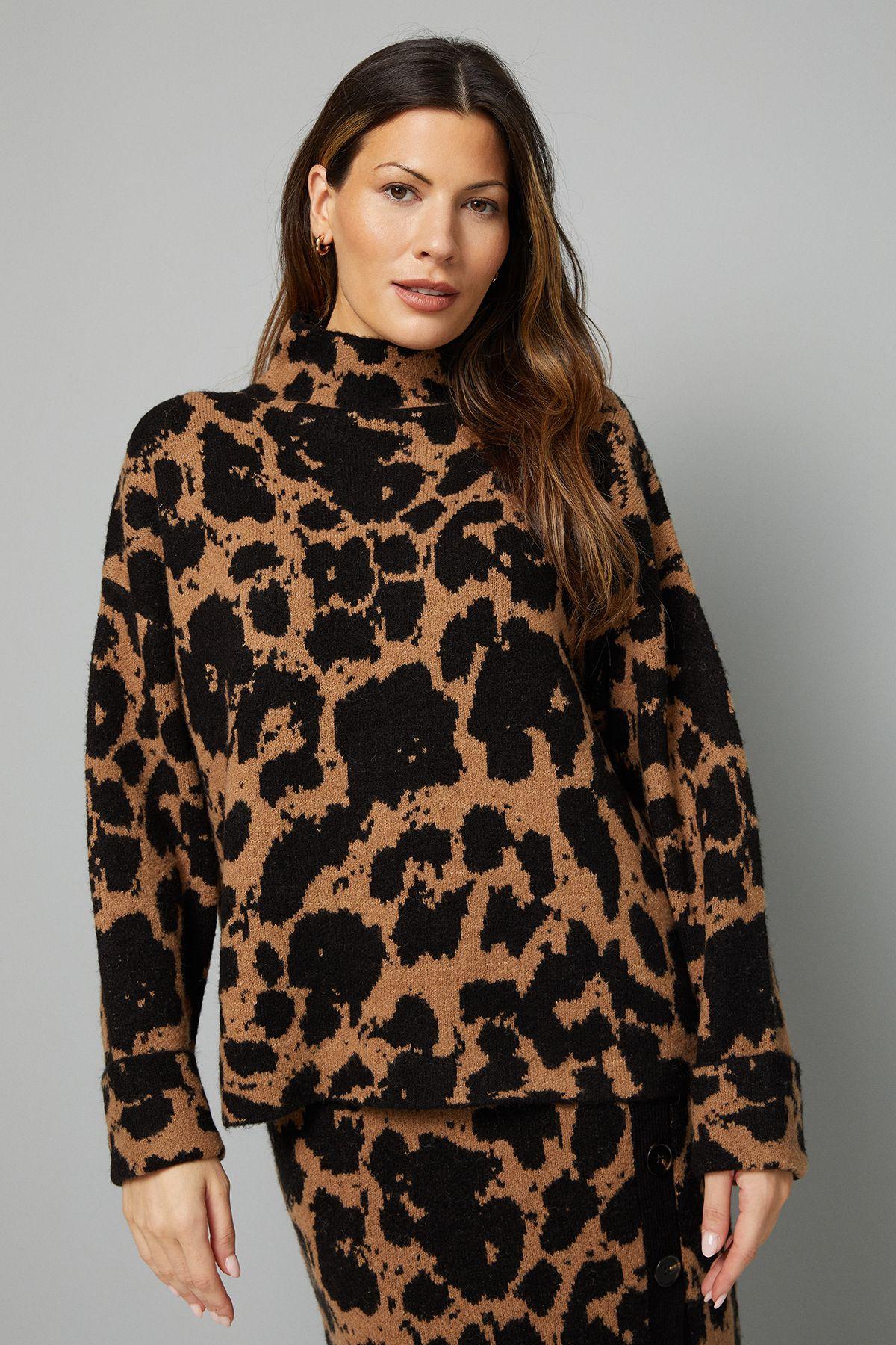 Leopard Jacquard Oversized Jumper Co-ord by WALLIS