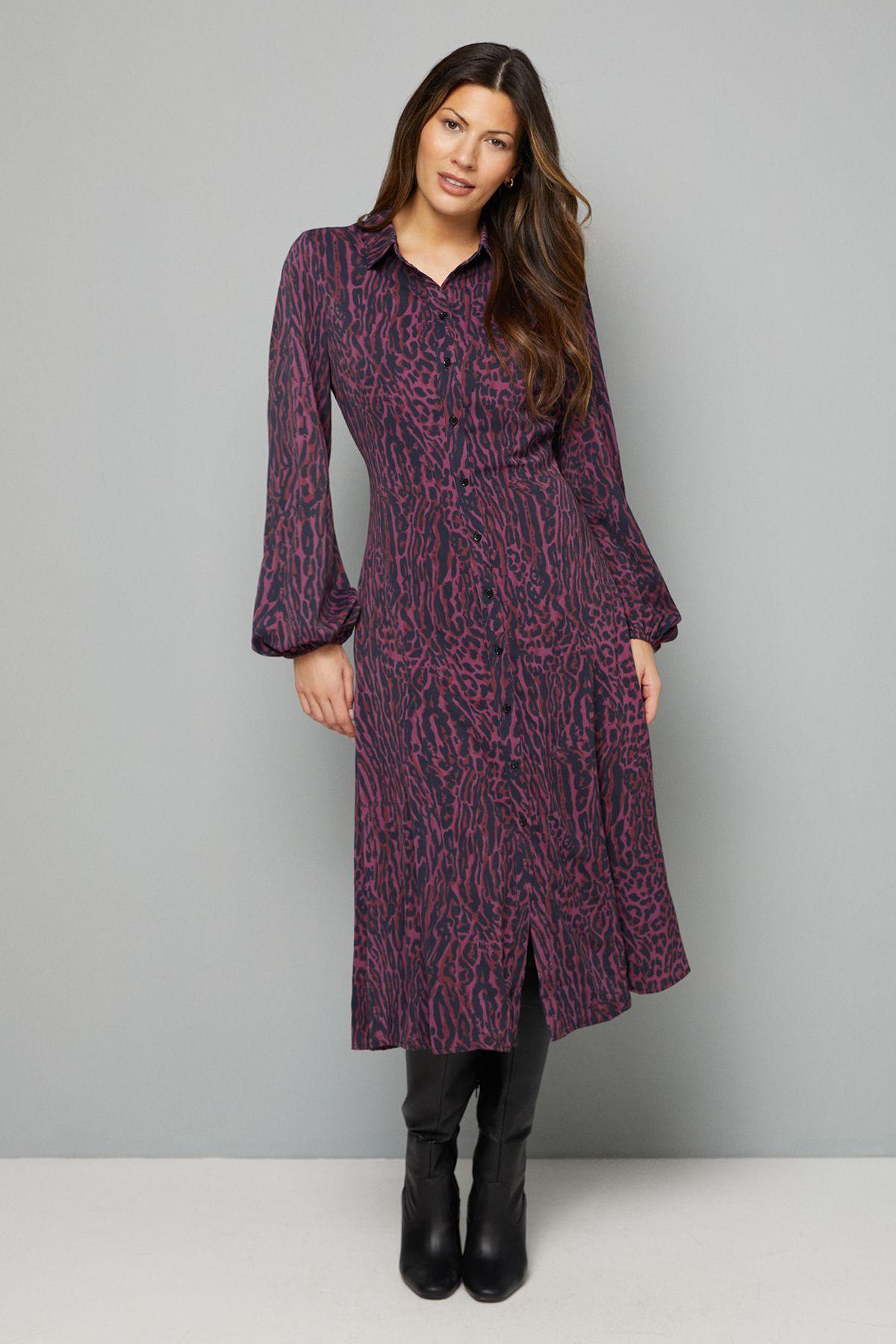 Leopard Print Godet Shirt Dress by WALLIS