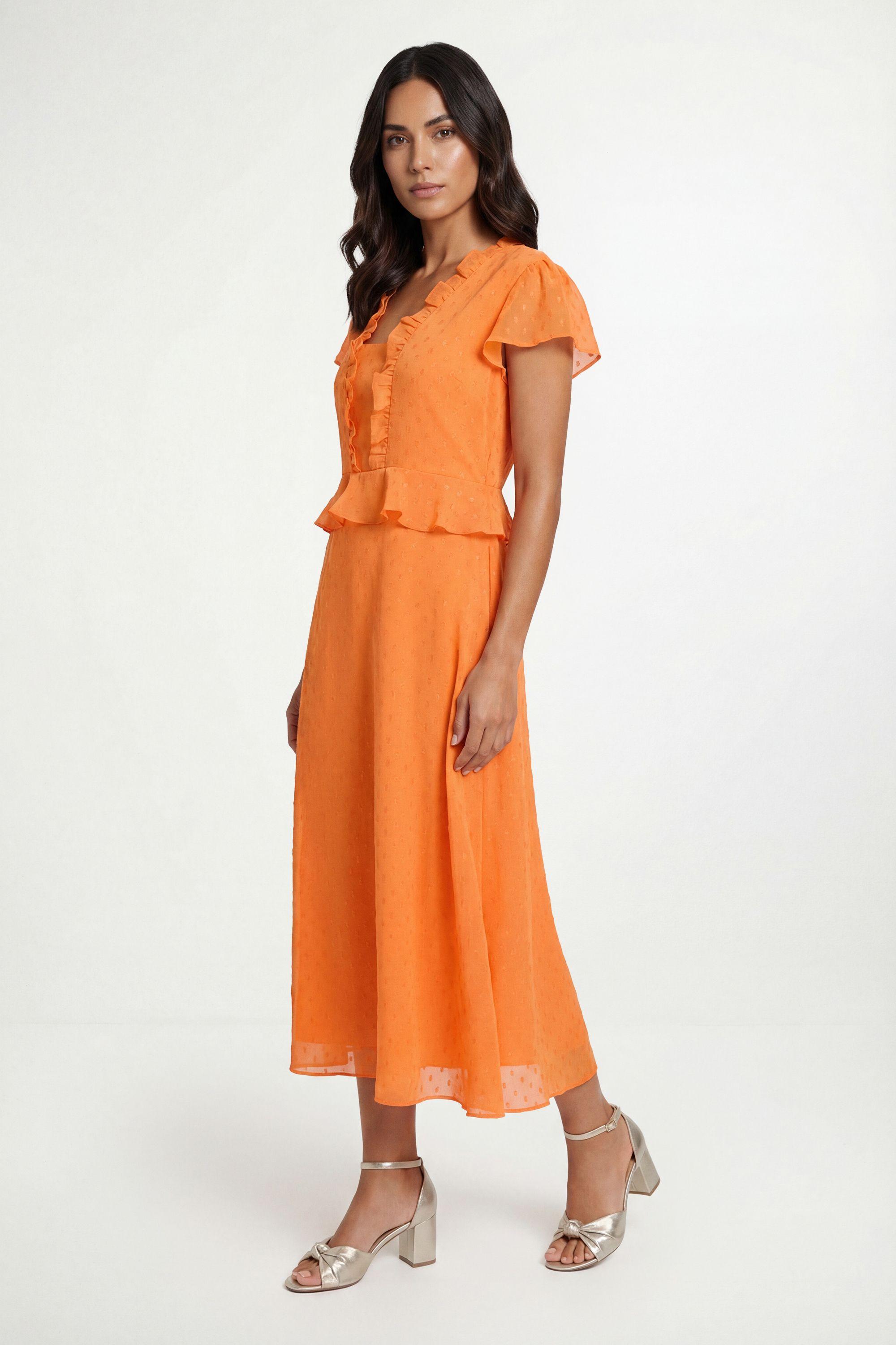 Metallic Polka Dot Ruffle Midi Dress by WALLIS