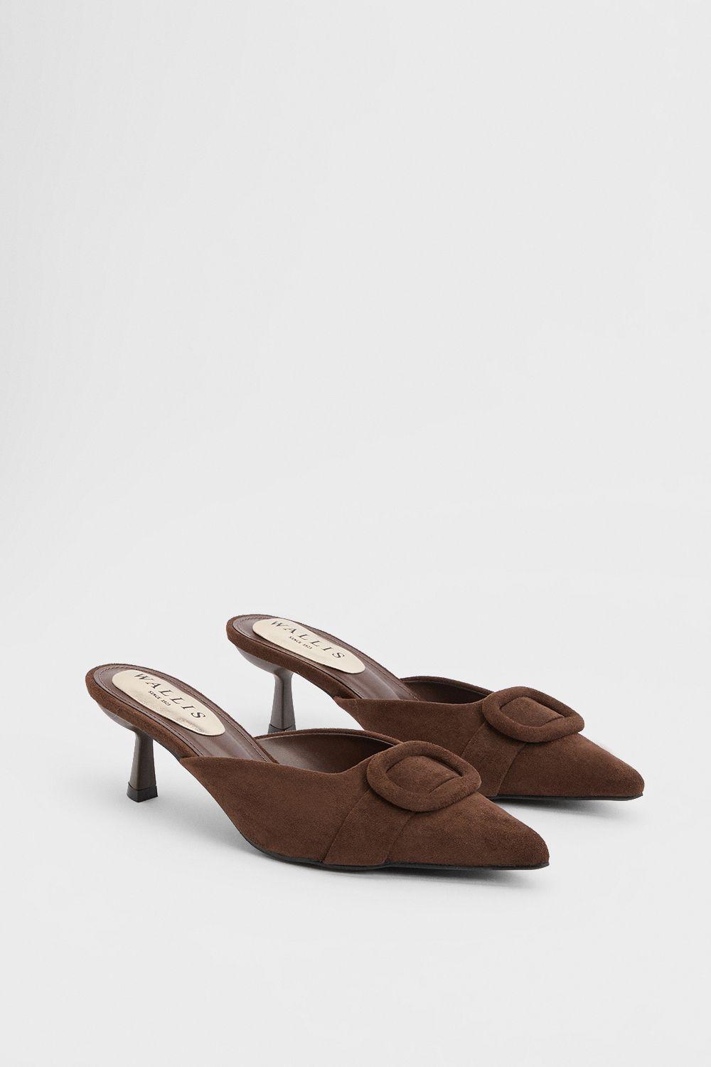 Paige Faux Suede Buckle Detail Kitten Heel Courts by WALLIS