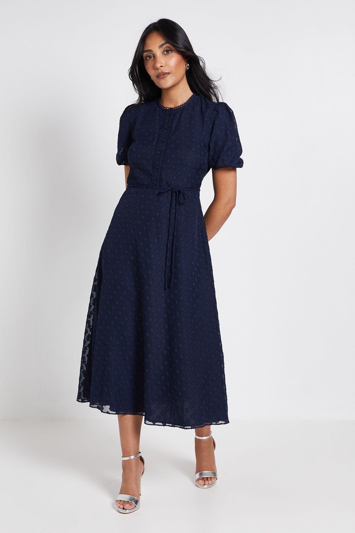 Petite 3D Floral Button Midi Dress by WALLIS