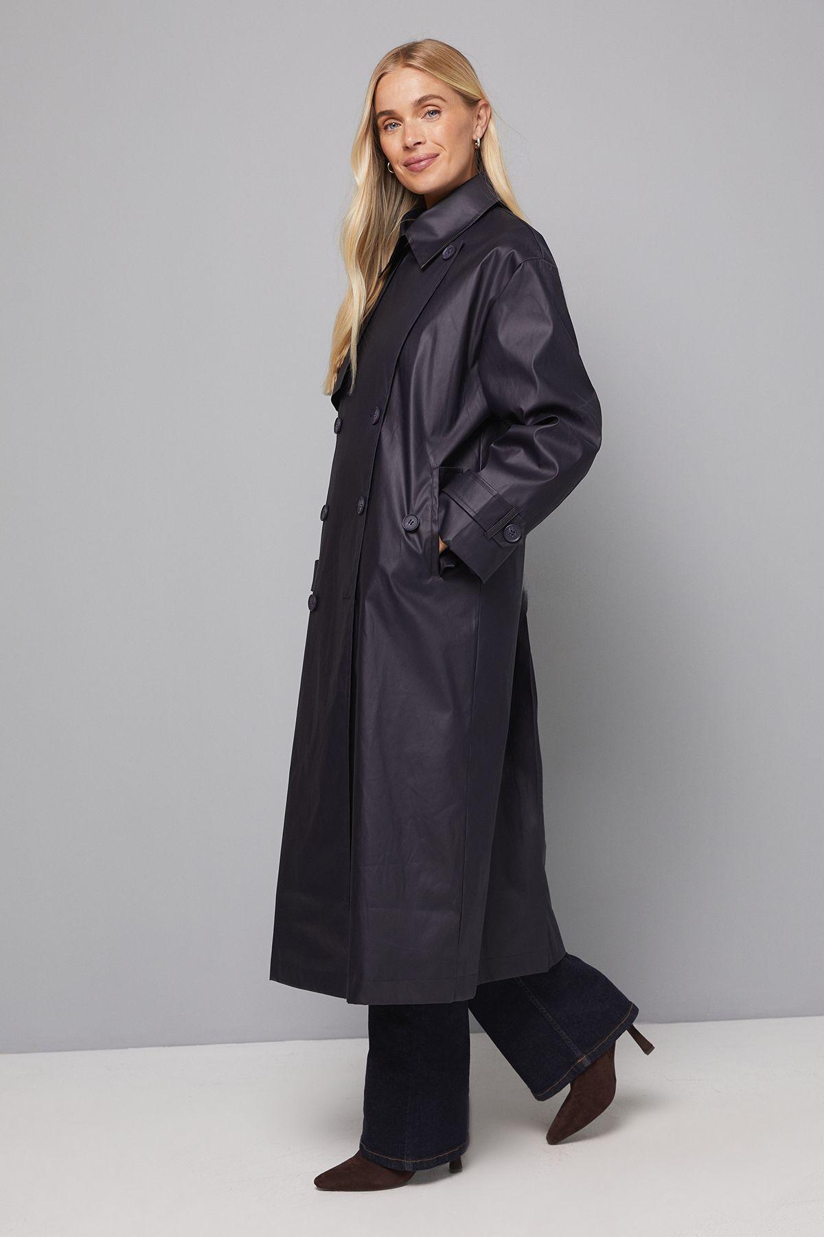 Petite A Line Inverted Box Pleat Back Mac by WALLIS