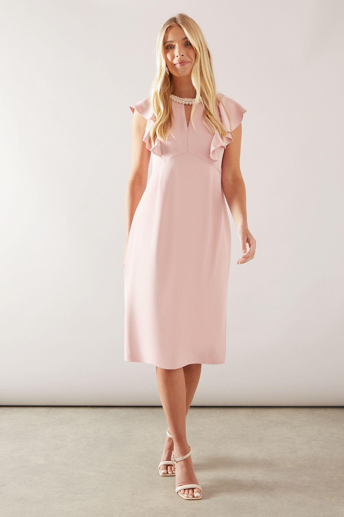 Petite Bead Detail Tailored Pencil Dress by WALLIS