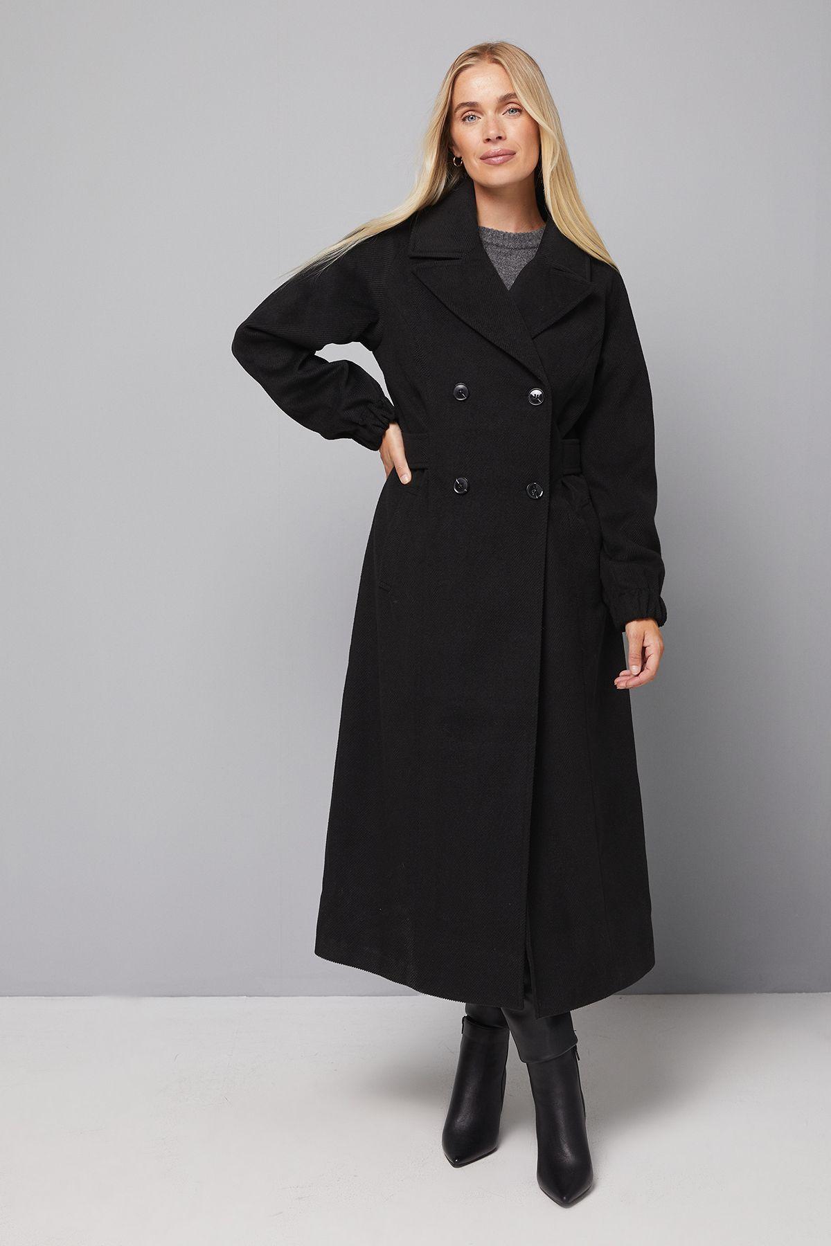 Petite Bellow Sleeve Double Breasted Coat by WALLIS