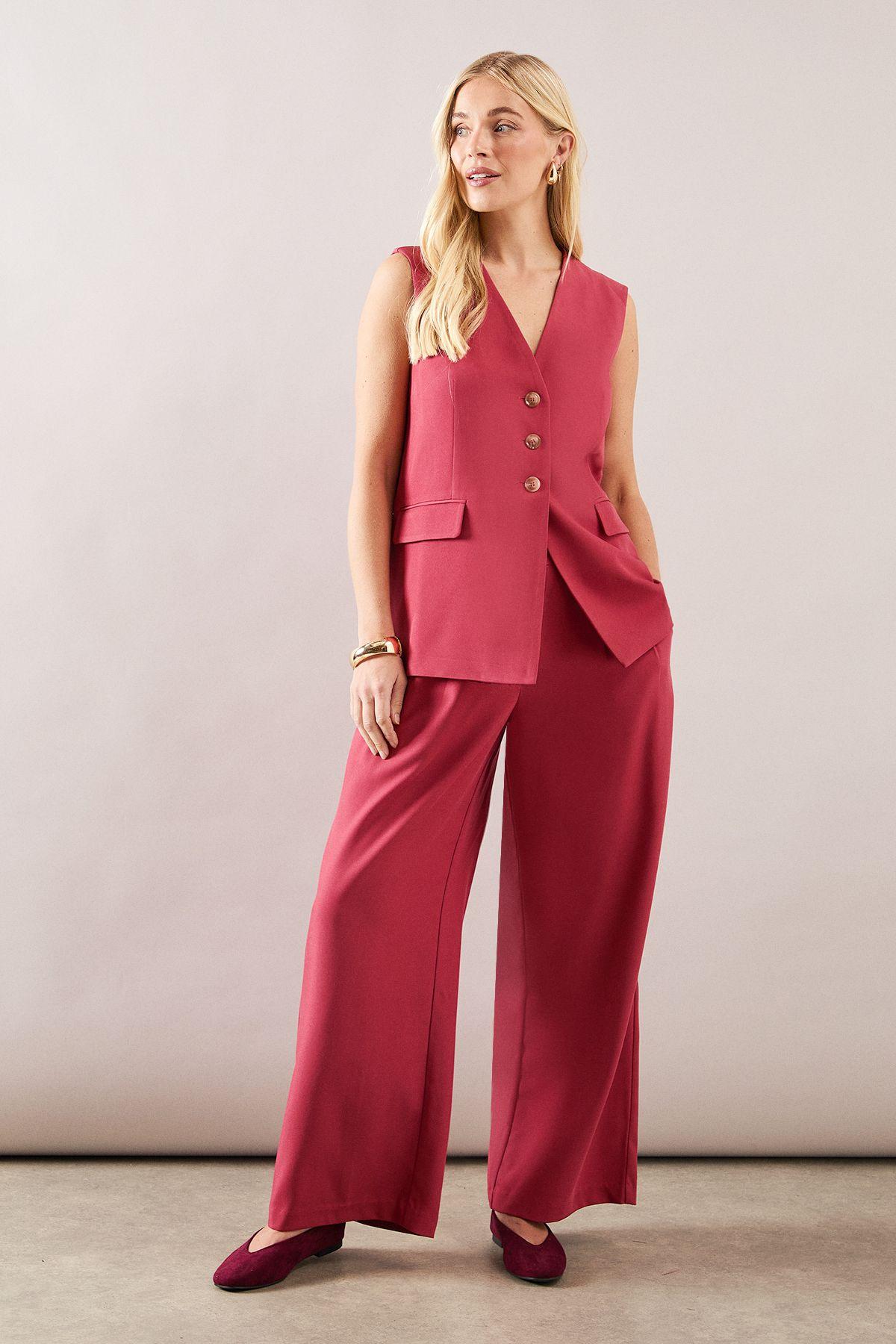 Petite Belt Loop Detail Wide Leg Trouser by WALLIS