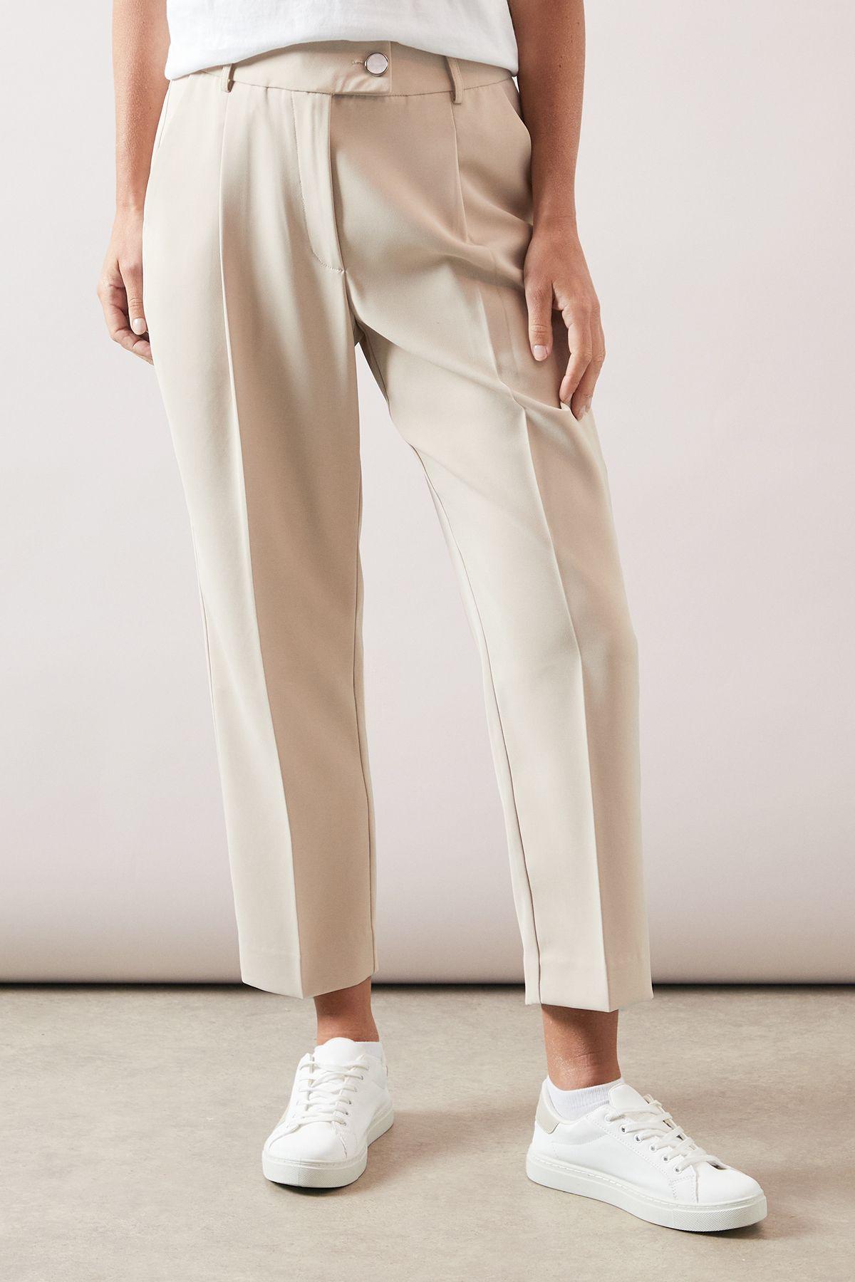 Petite Button Detail Tapered Trousers by WALLIS Petite Button Detail Tapered Trousers by WALLIS
