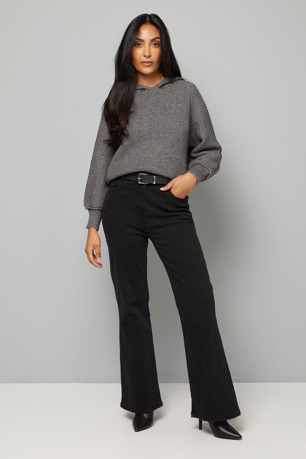 Petite Charcoal Trim Detail Hooded Jumper by WALLIS