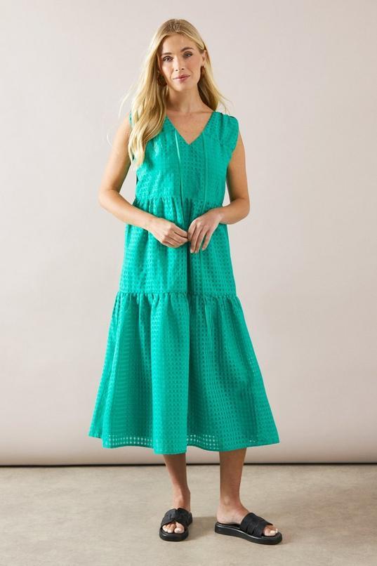 Petite Check Organza Ruched Tie Front Midaxi Dress by WALLIS
