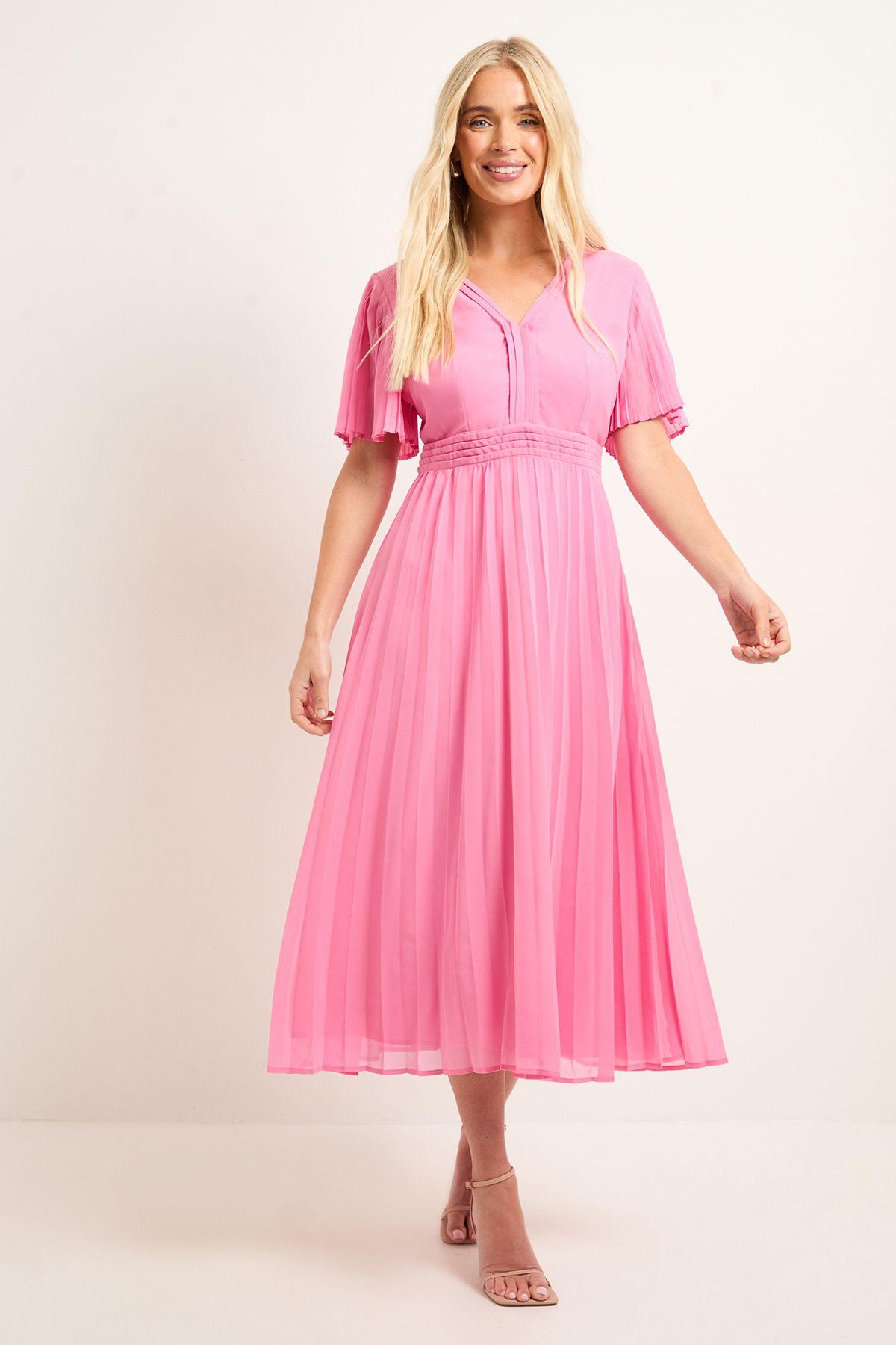 Petite Chiffon Pleated Sleeve Midi Dress by WALLIS