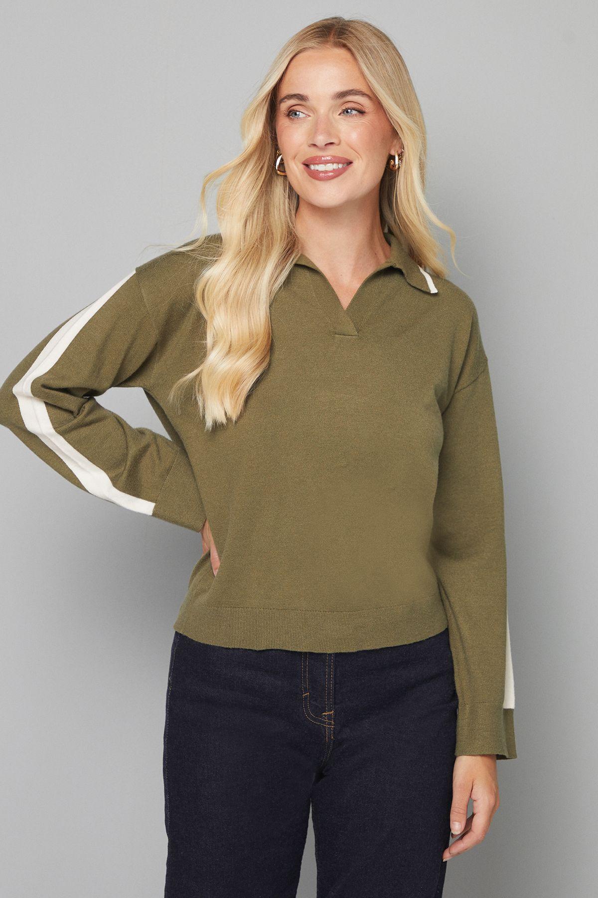 Petite Contrast Collar Knitted Jumper by WALLIS