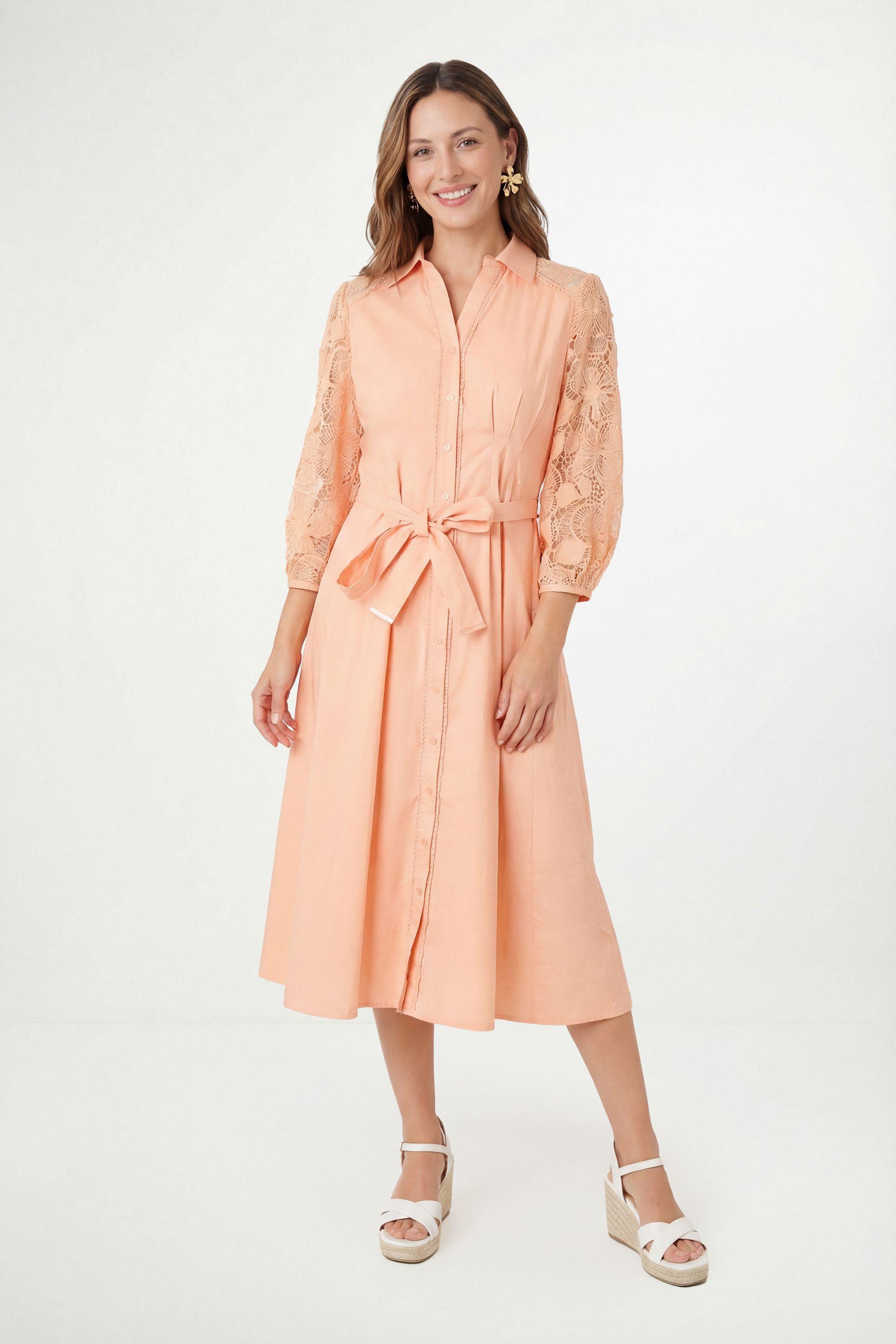 Petite Cotton Lace Belted Shirt Dress by WALLIS