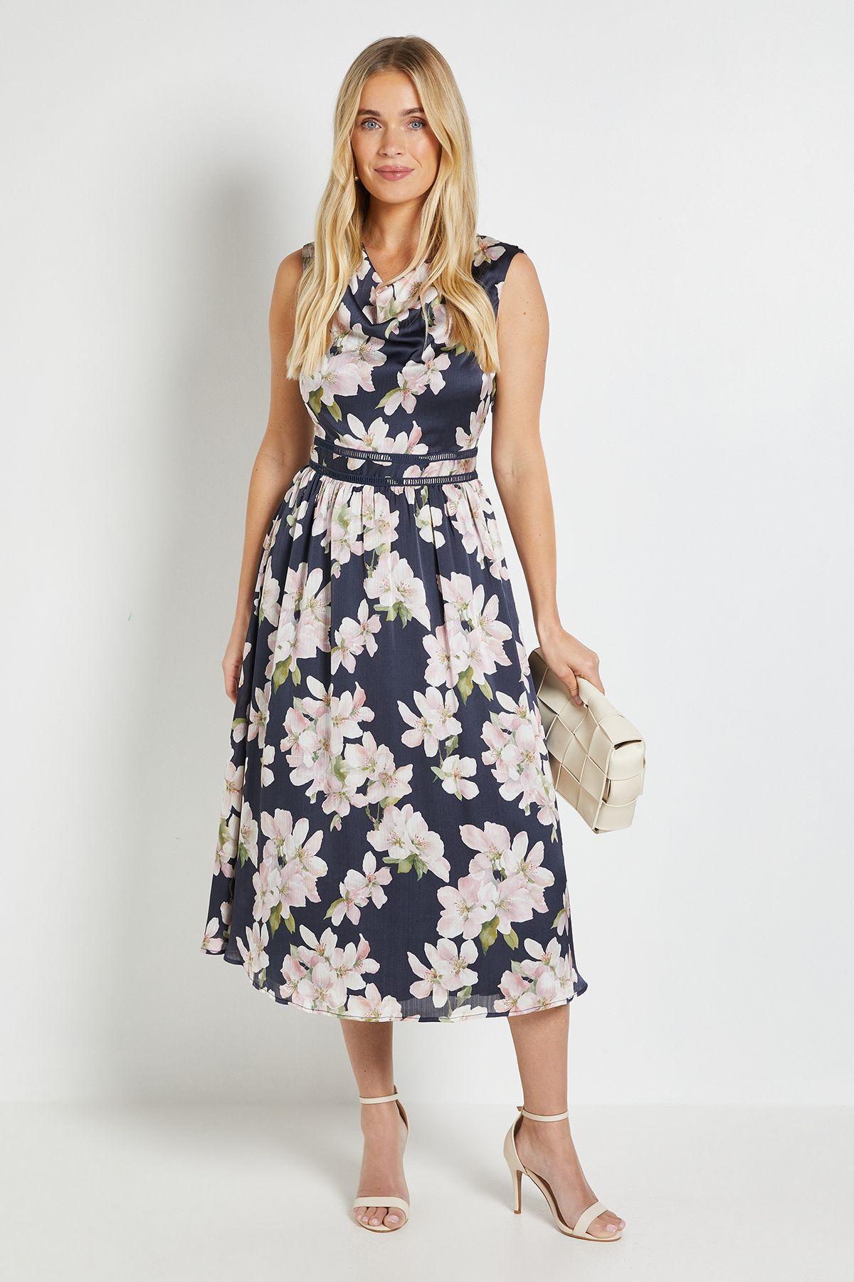 Petite Crepe Cowl Pleated Midi Dress by WALLIS