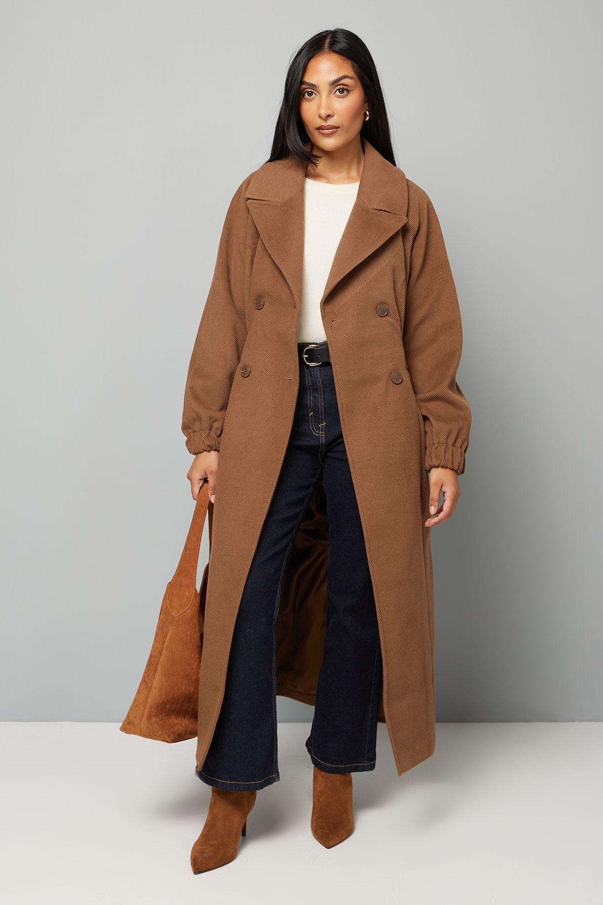 Petite Double Breasted Maxi Coat by WALLIS Petite Double Breasted Maxi Coat by WALLIS