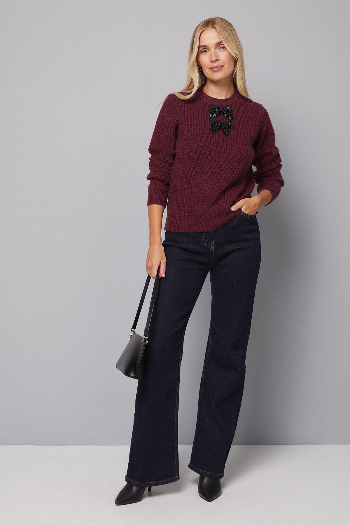 Petite Embellished Bow Detail Jumper by WALLIS