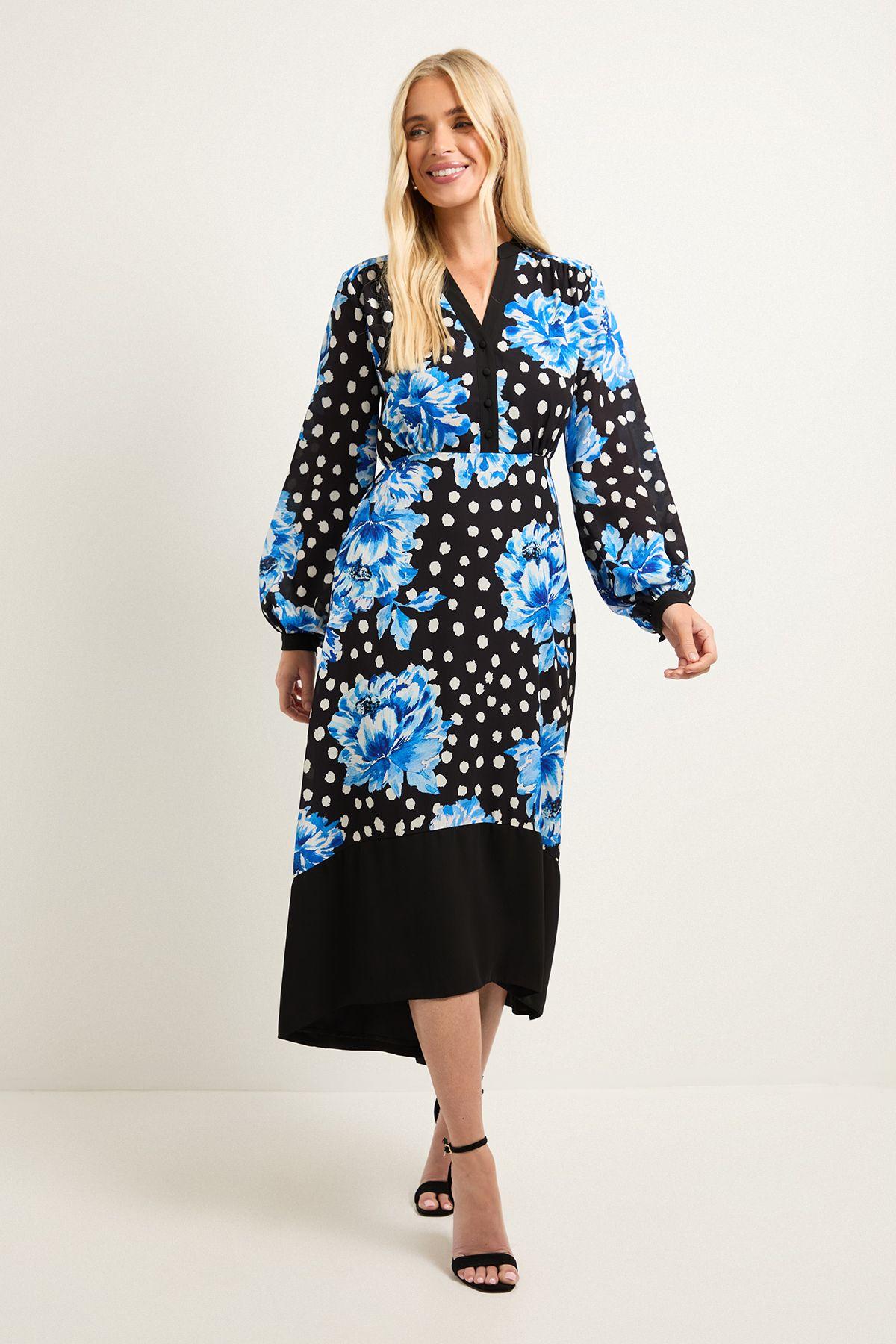 Petite Floral Belted Contrast Midi Dress by WALLIS