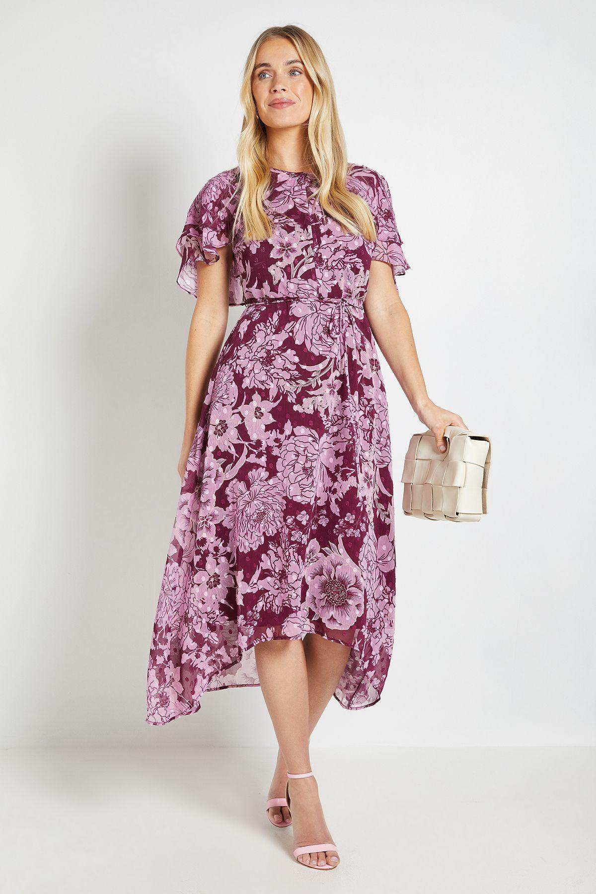 Petite Floral Burn Out Cape Midi Dress by WALLIS