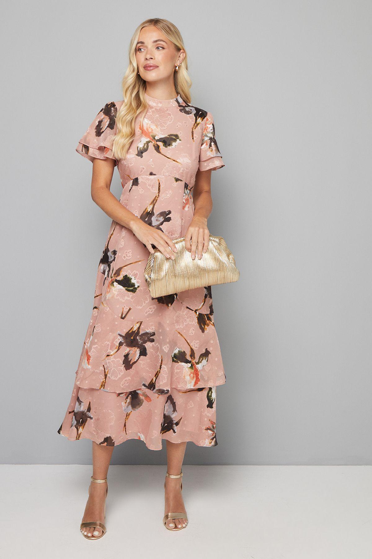 Petite Floral Burn Out Ruffle Midi Dress by WALLIS