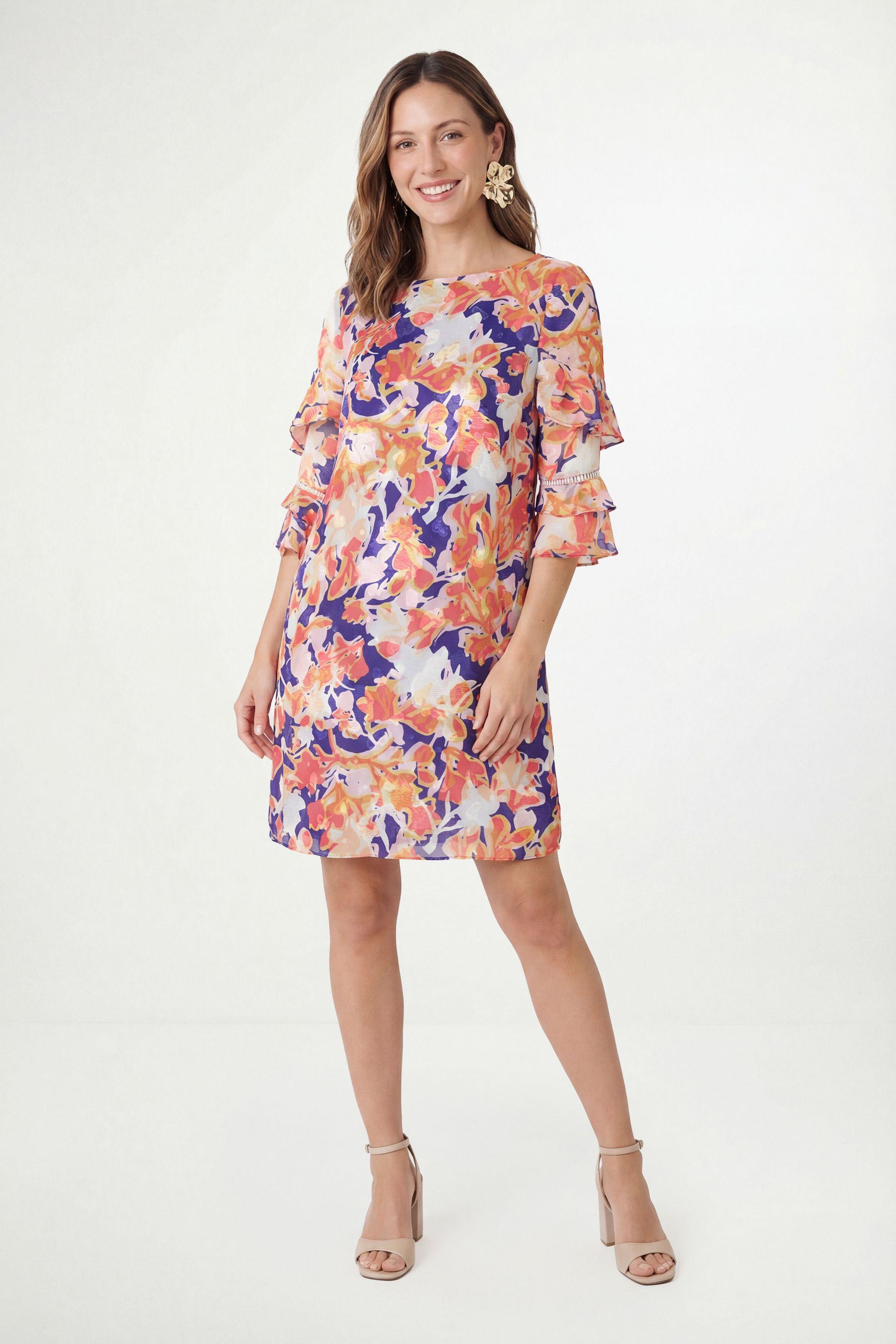 Petite Floral Burn Out Ruffle Shift Dress by WALLIS