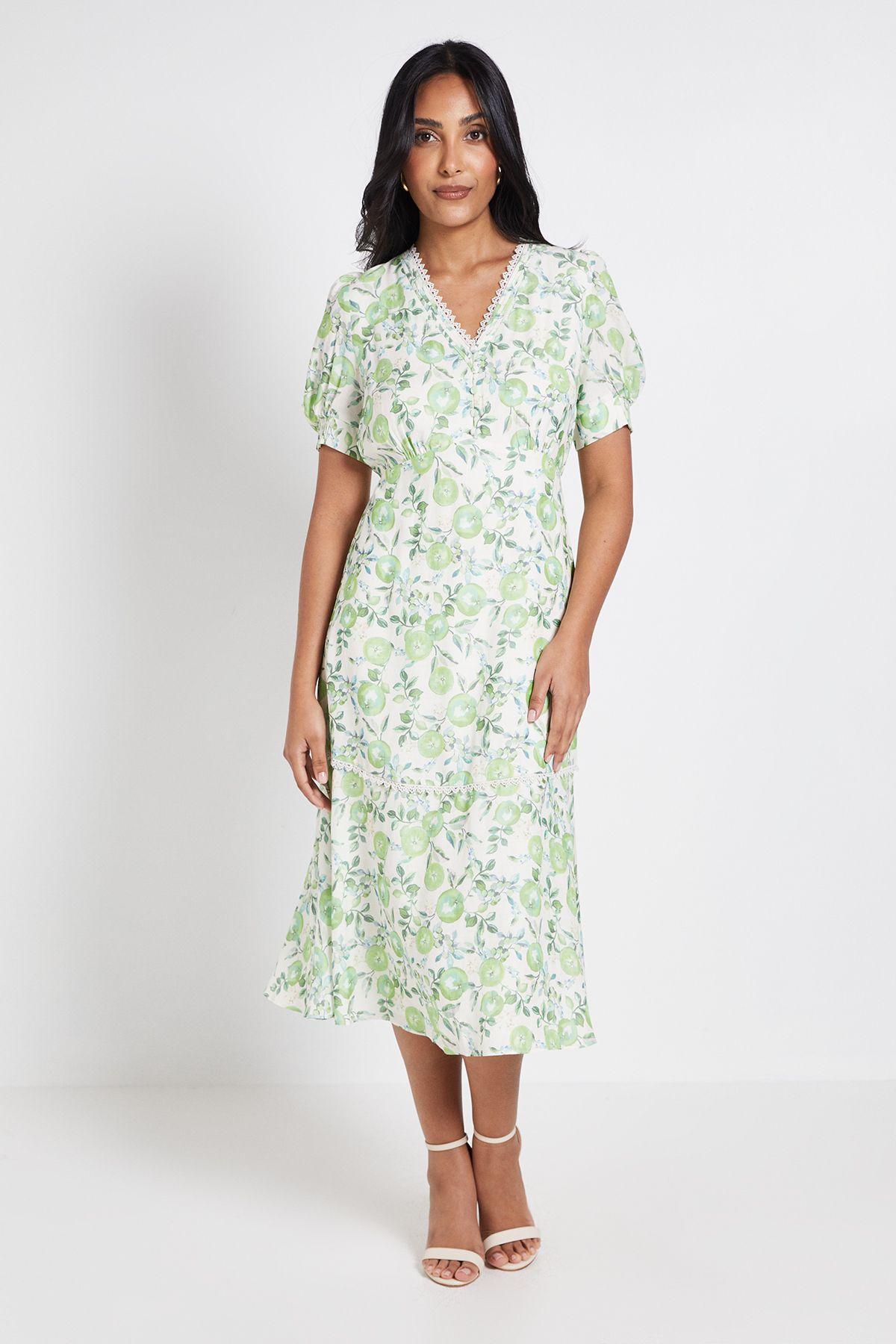 Petite Floral Button Midi Tea Dress by WALLIS