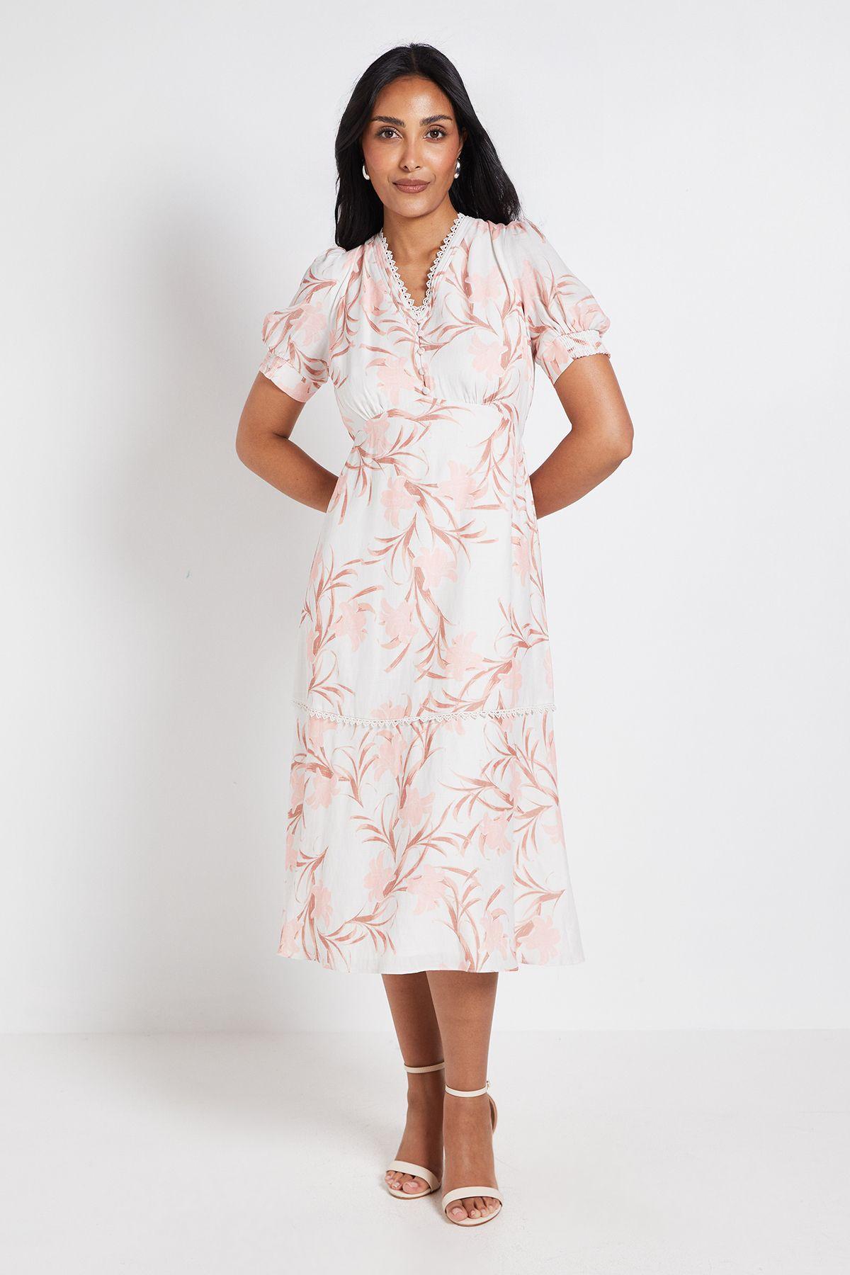 Petite Floral Button Midi Tea Dress by WALLIS