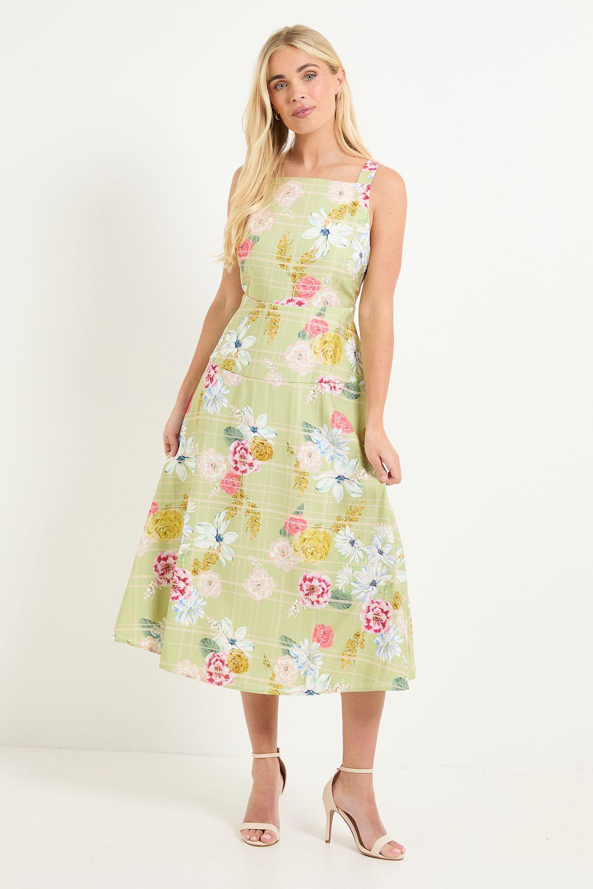 Petite Floral Check Ottoman Midi Dress by WALLIS