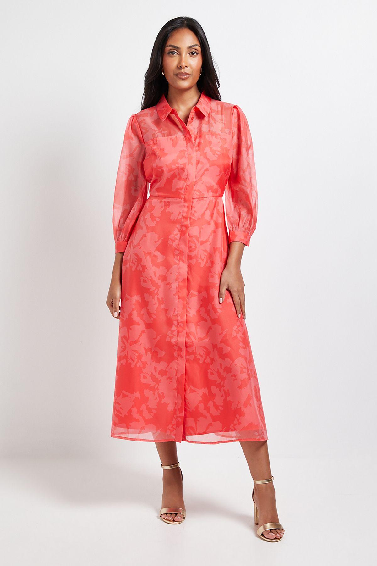 Petite Floral Organza Button Midi Dress by WALLIS