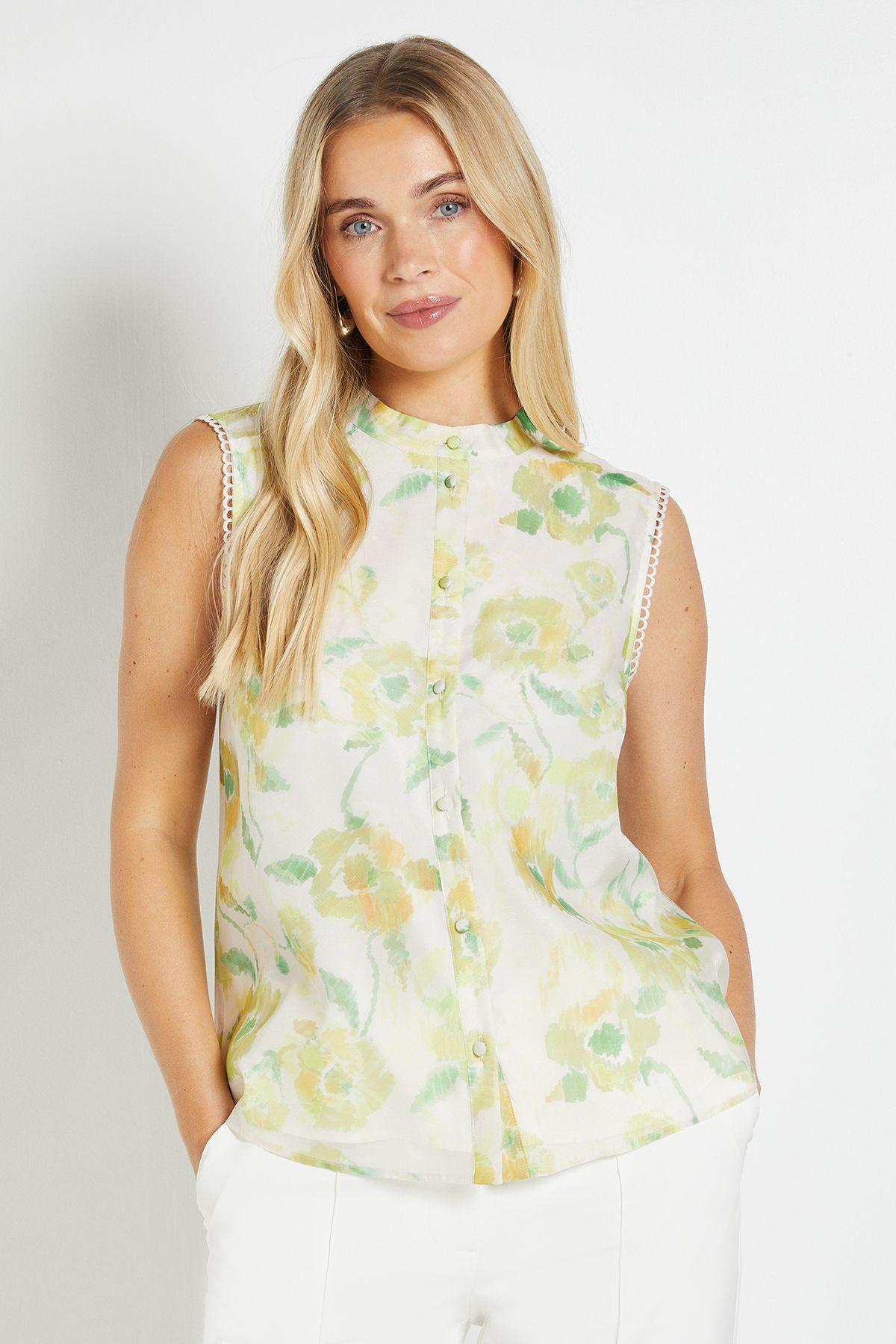 Petite Floral Organza Pleat Detail Cami Top by WALLIS