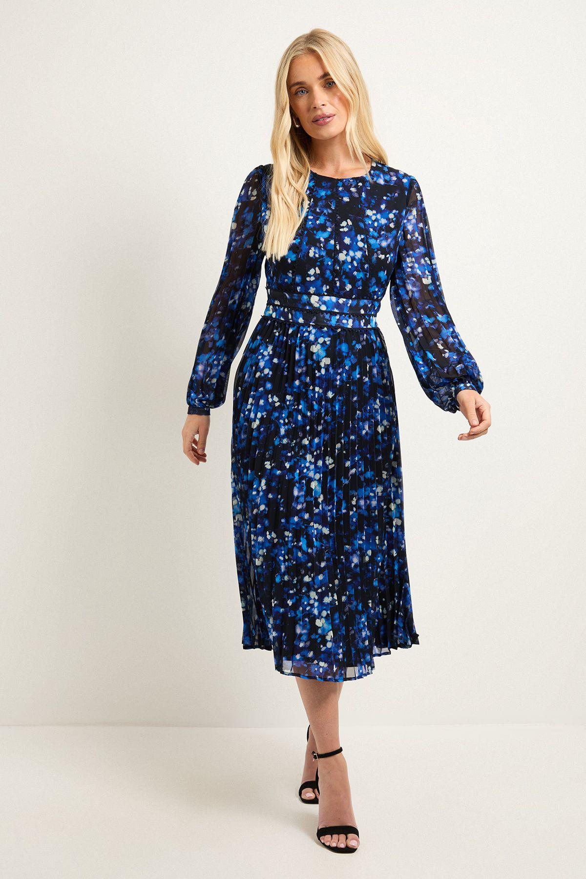 Petite Floral Pleated Midi Dress by WALLIS