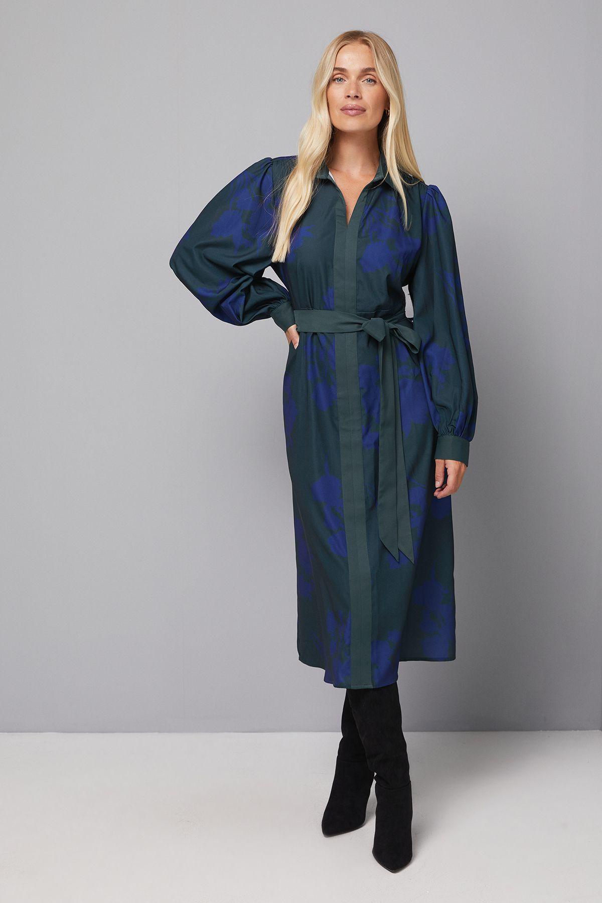 Petite Floral Print Button Shirt Midi Dress by WALLIS Petite Floral Print Button Shirt Midi Dress by WALLIS