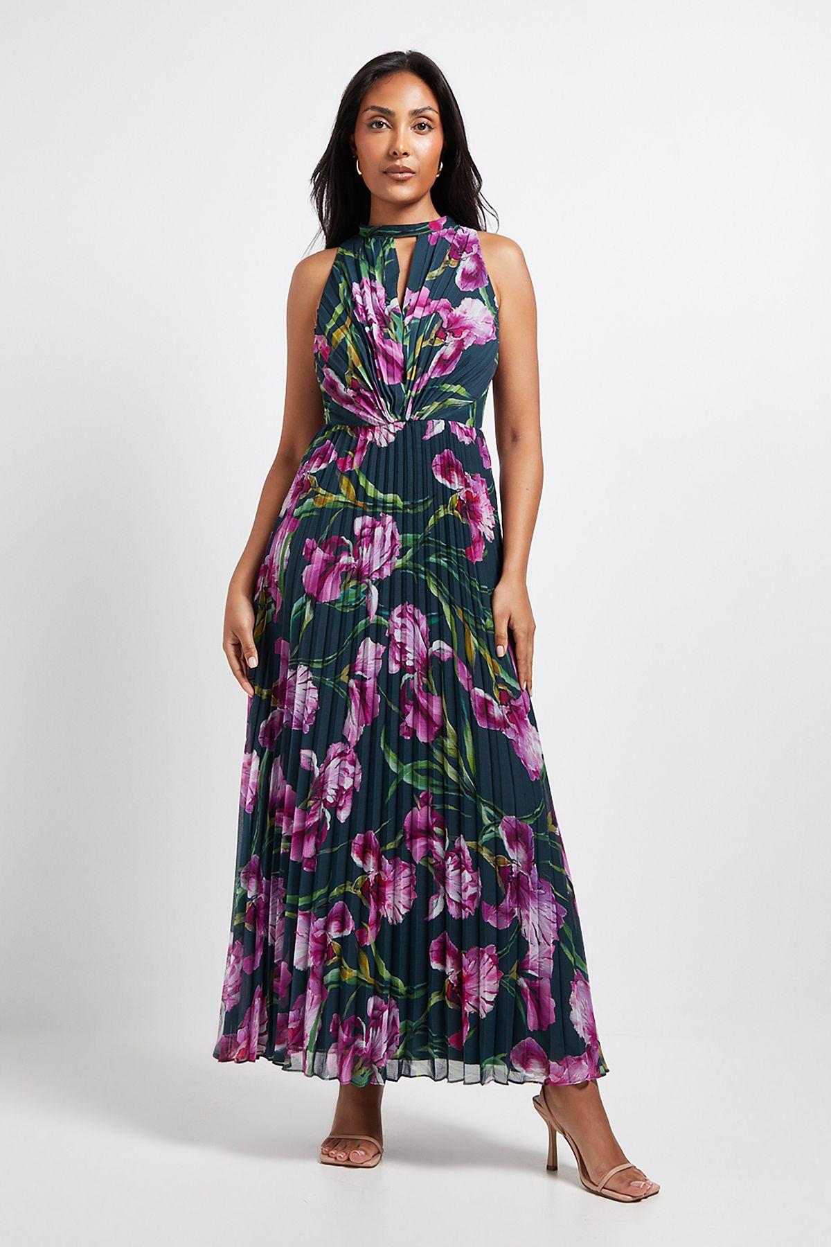 Petite Floral Print Pleated Maxi Dress by WALLIS