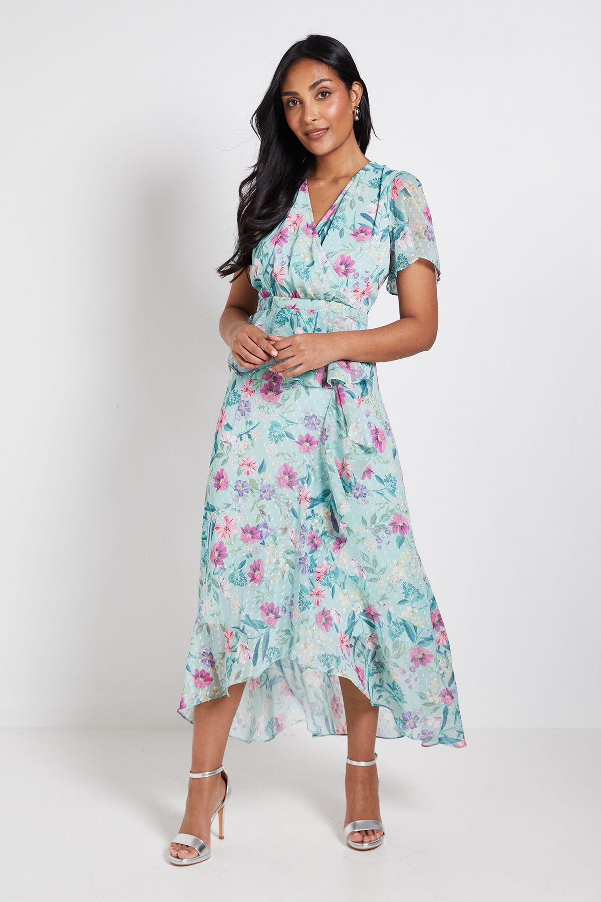 Petite Floral Ruffle Peplum Midi Dress by WALLIS